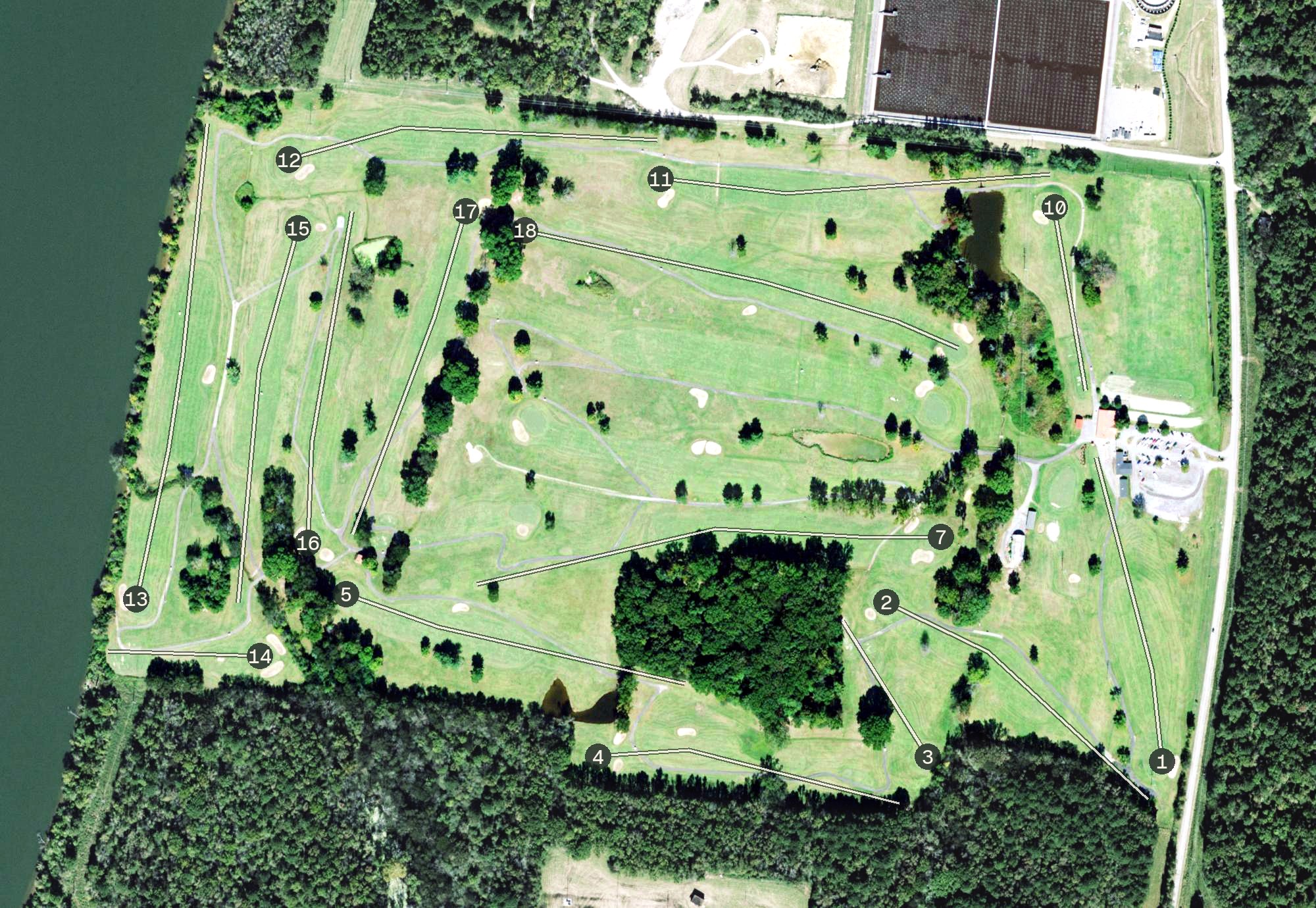 Aerial view of Moccasin Bend Golf Course, TN