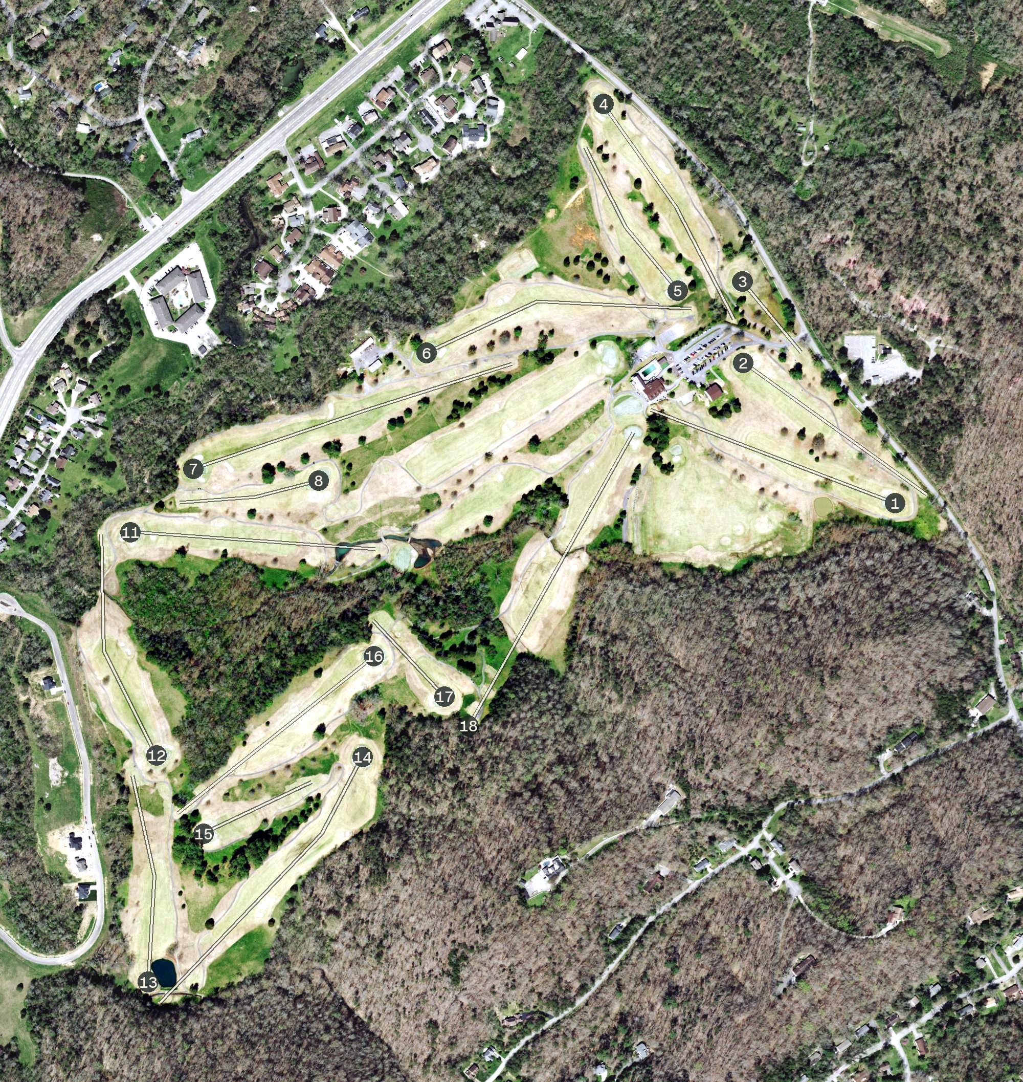 Aerial view of Oak Ridge Country Club, TN