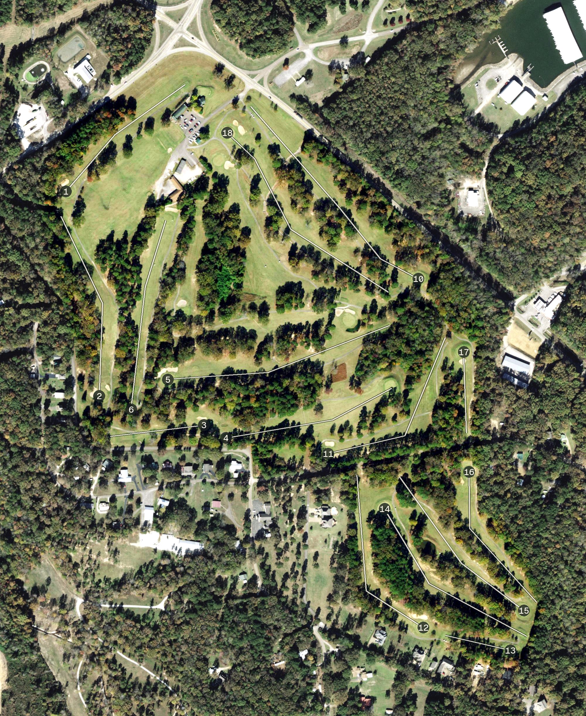 Aerial view of Pickwick Landing State Park Golf Course, TN