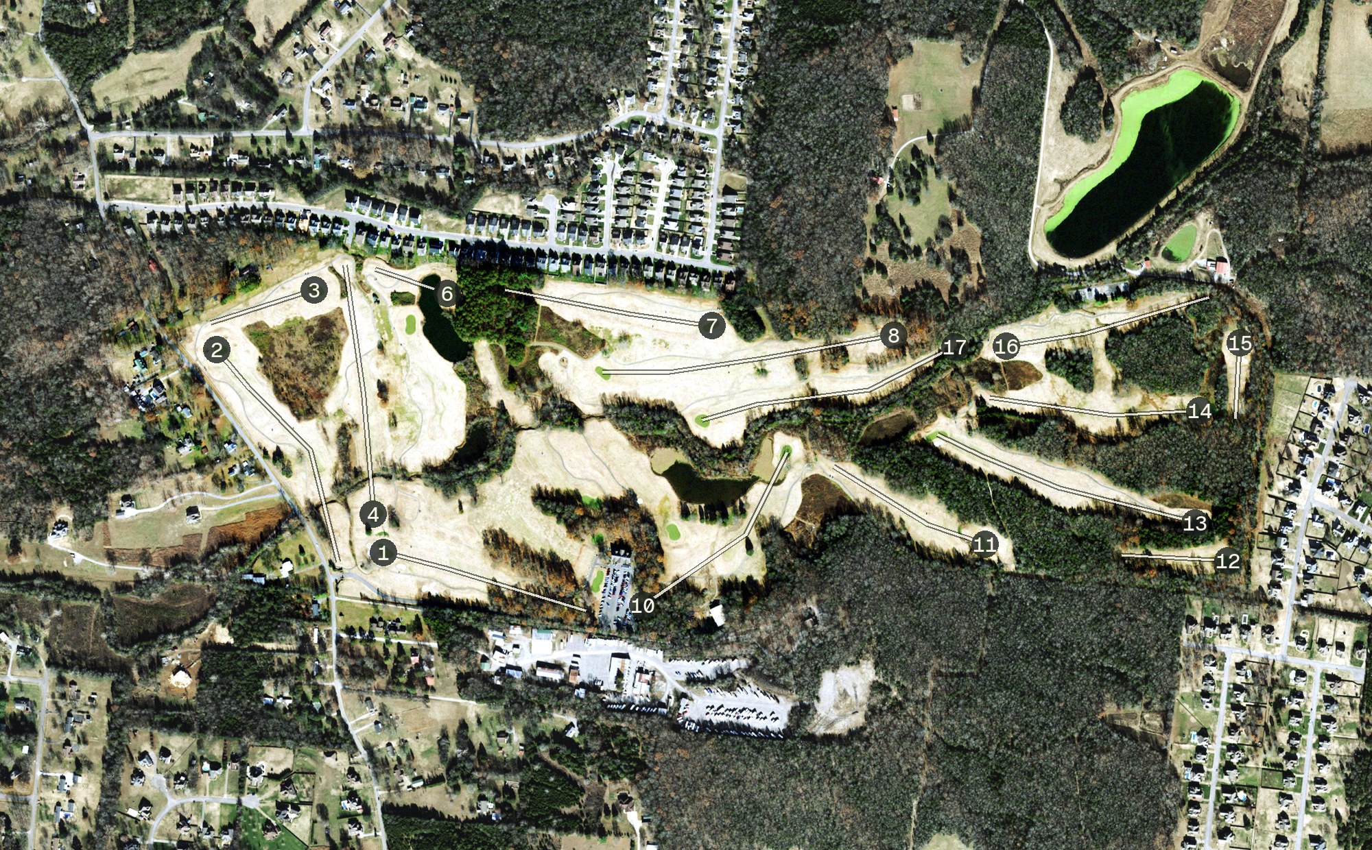 Aerial view of Pine Creek Golf Club, TN