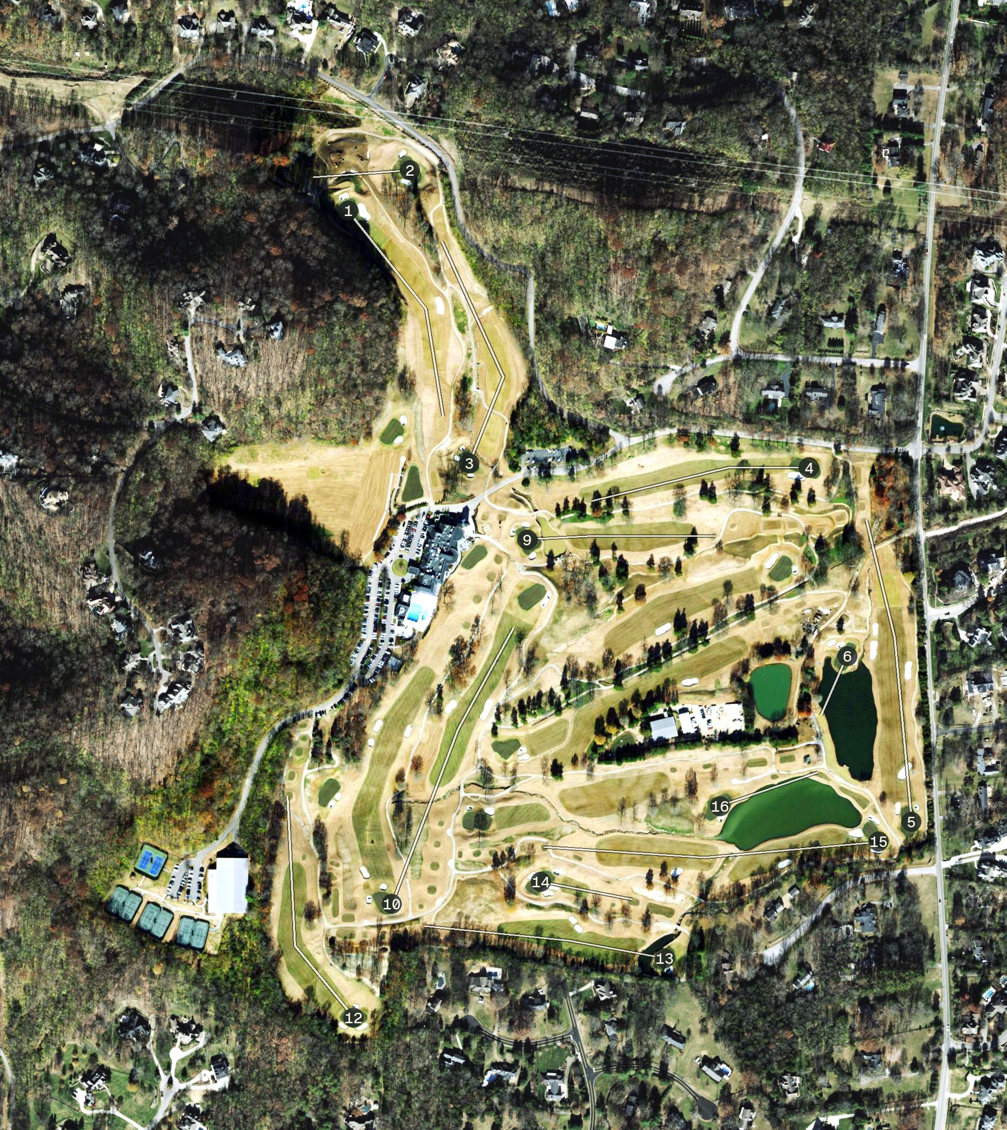 Aerial view of Richland Country Club, TN