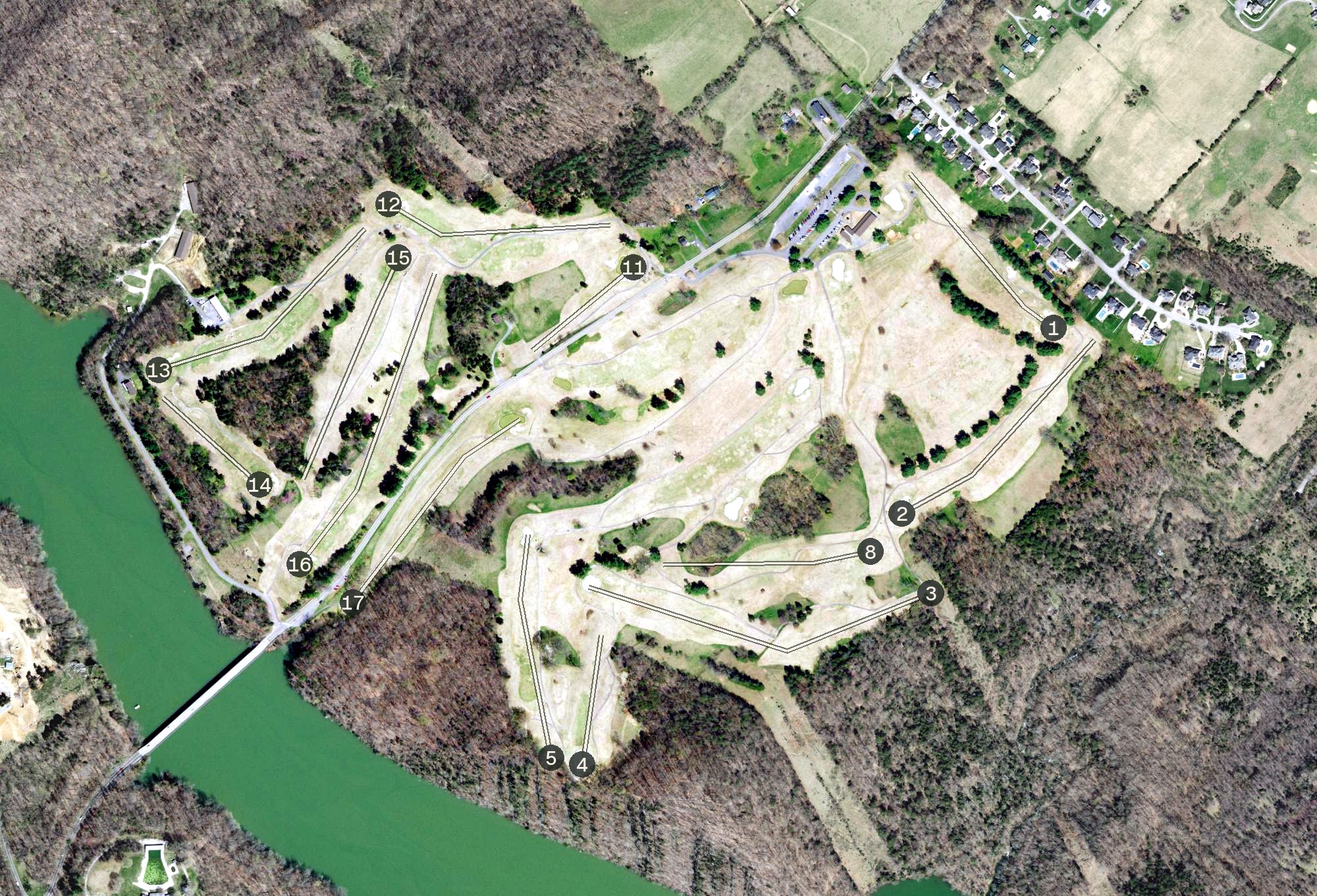 Aerial view of Warrior's Path State Park Golf Course, TN