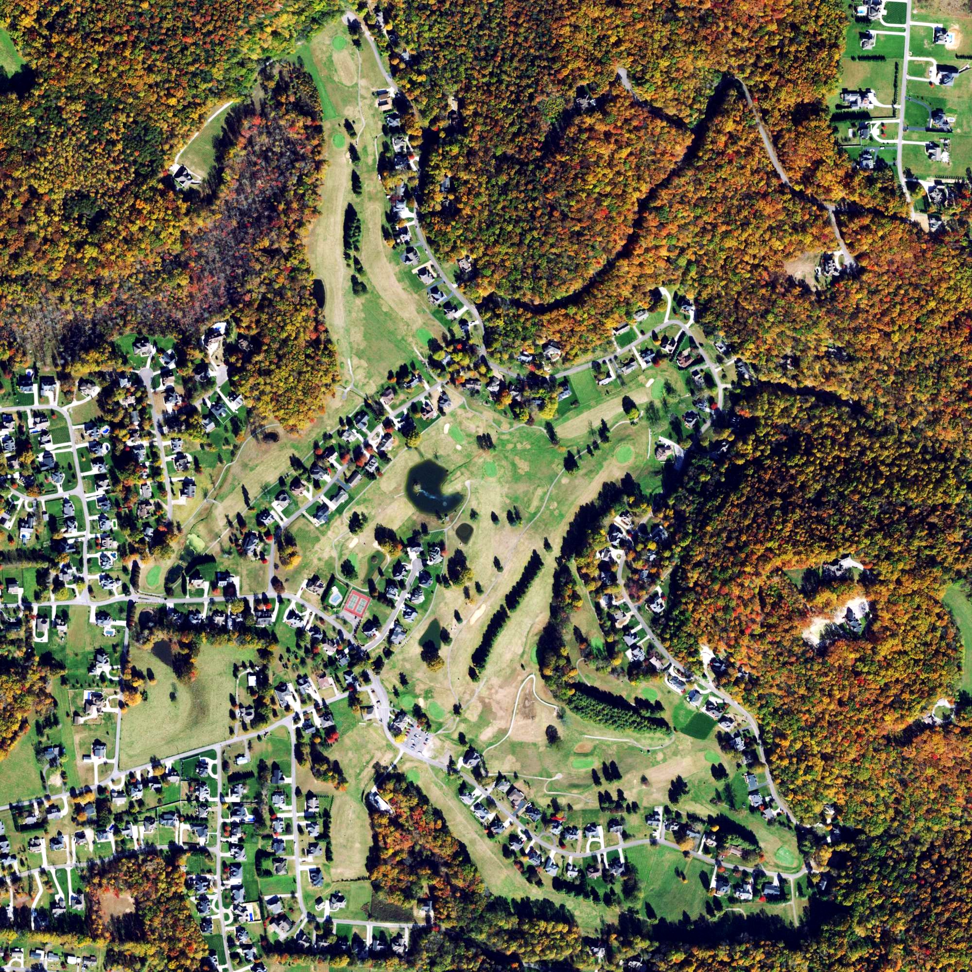 Aerial view of White Plains Golf Course, TN