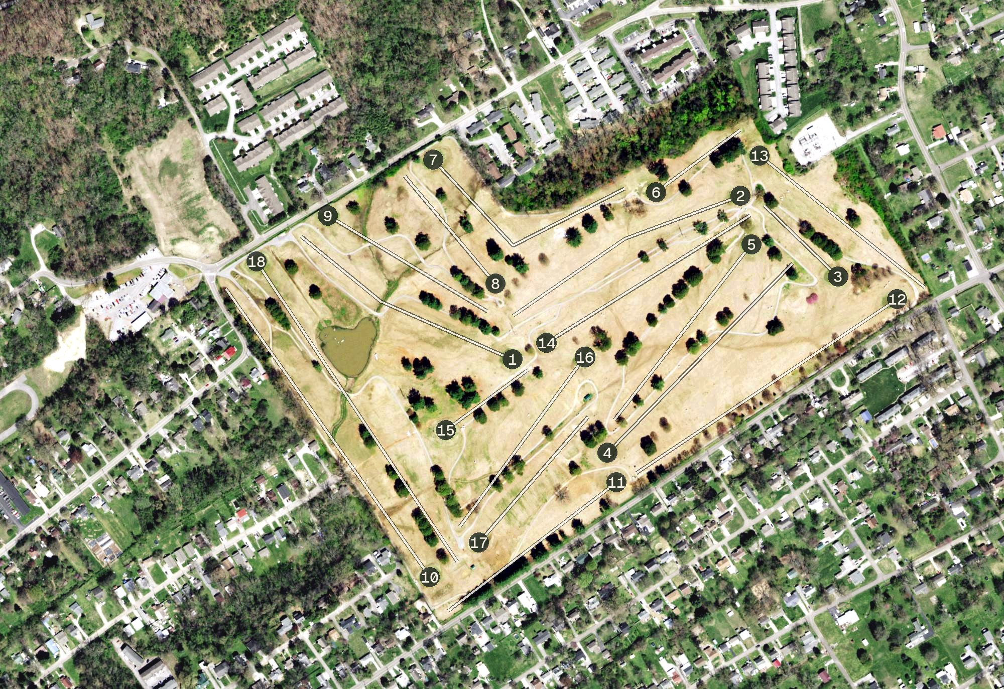 Aerial view of Whittle Springs Golf Course, TN