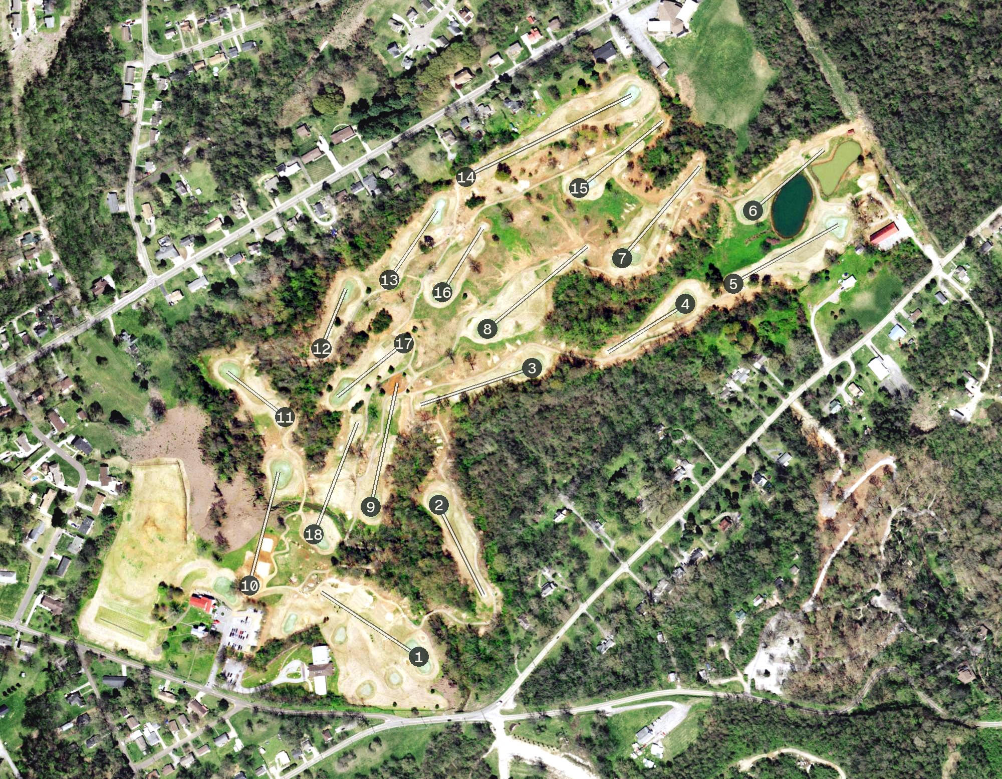 Aerial view of Williams Creek Golf Course, TN