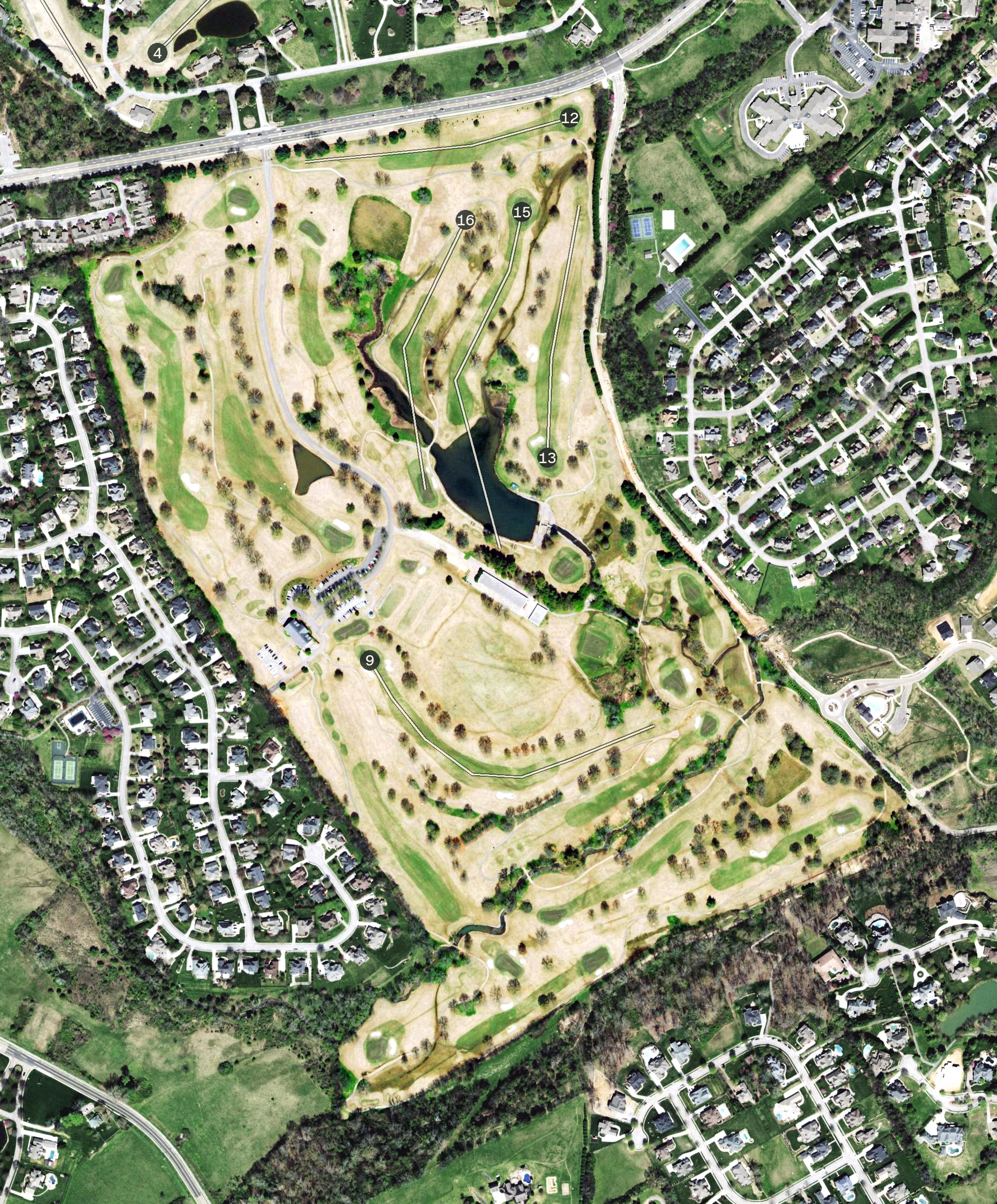 Aerial view of Willow Creek Golf Club, TN