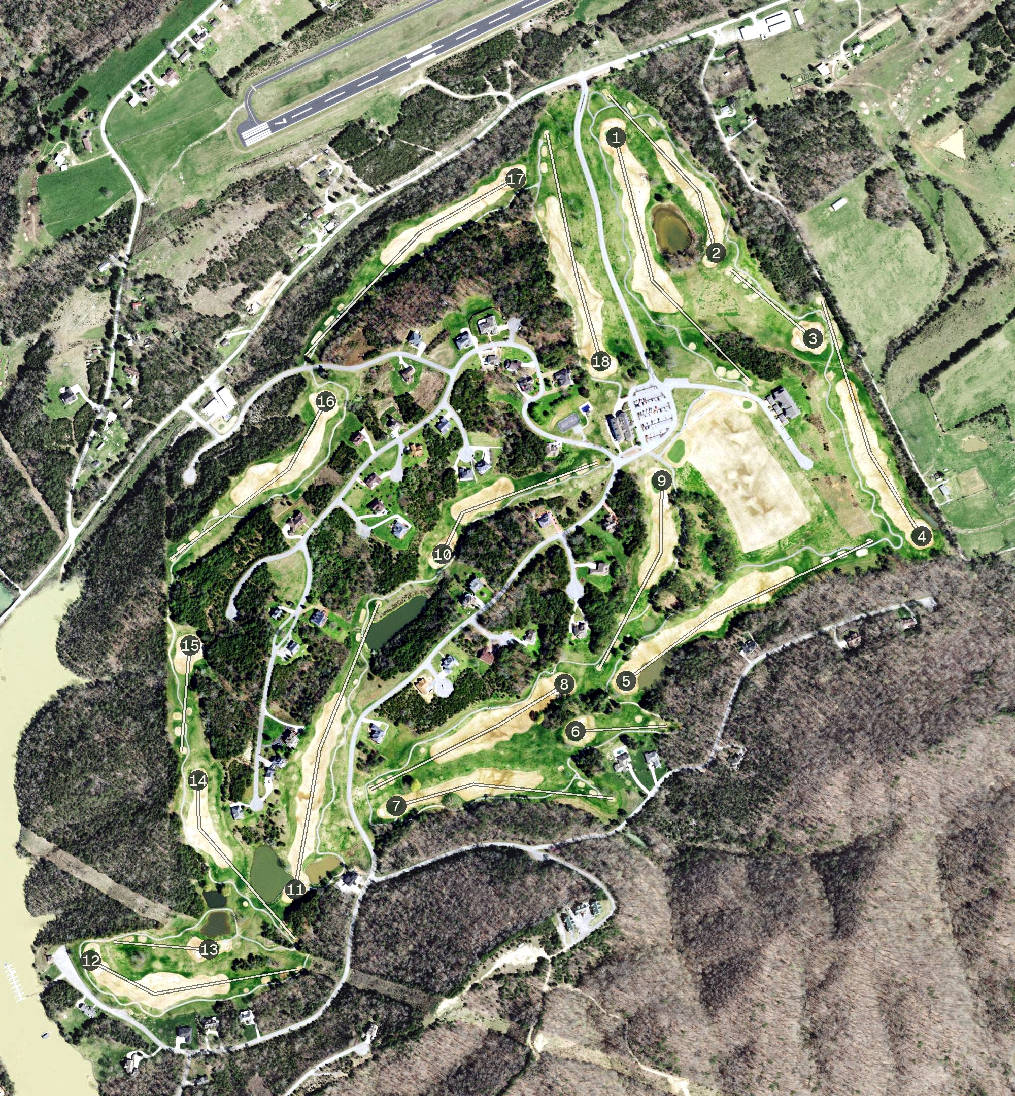 Aerial view of Woodlake Lodge, Golf, and Country Club, TN