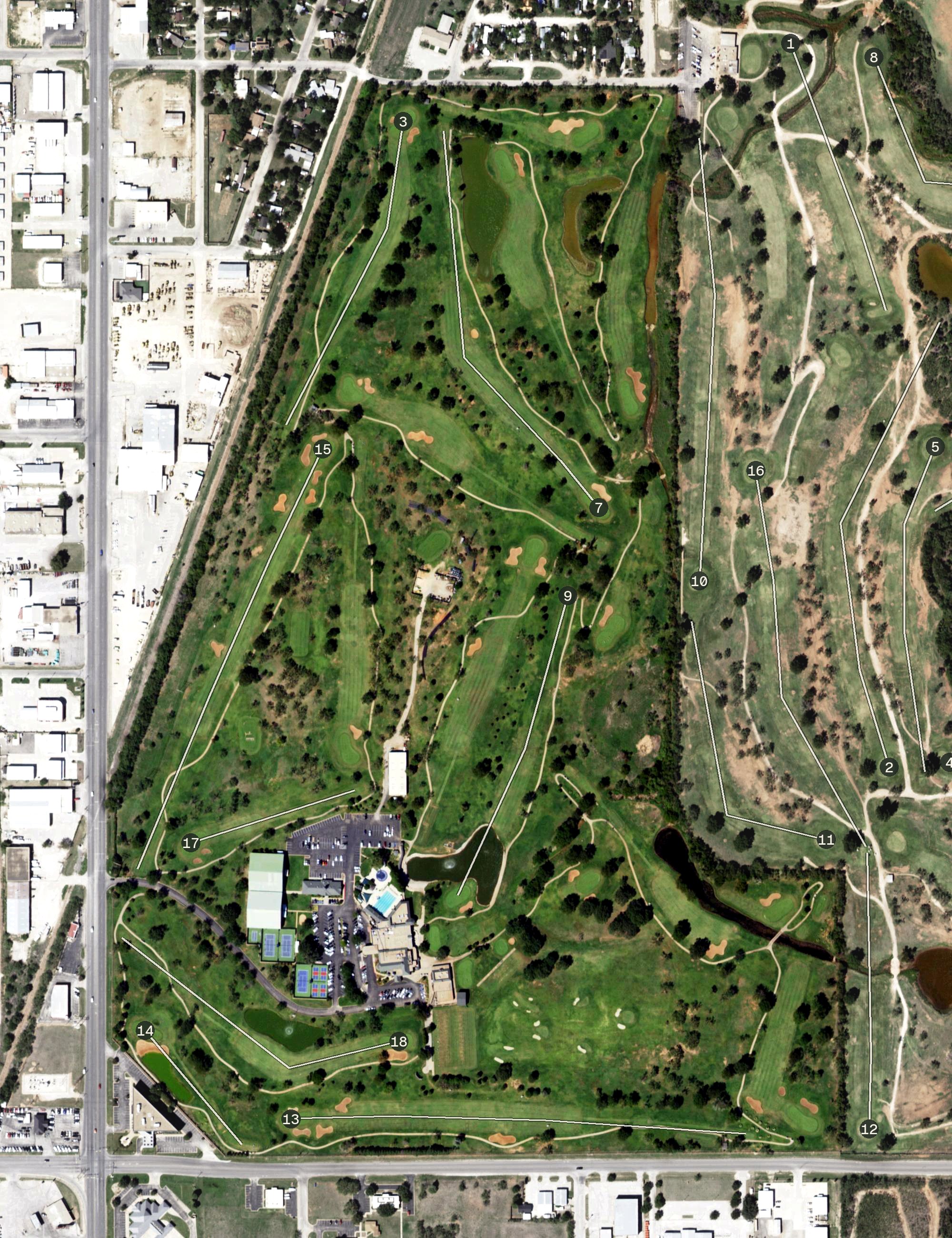Aerial view of Abilene Country Club North Course, TX
