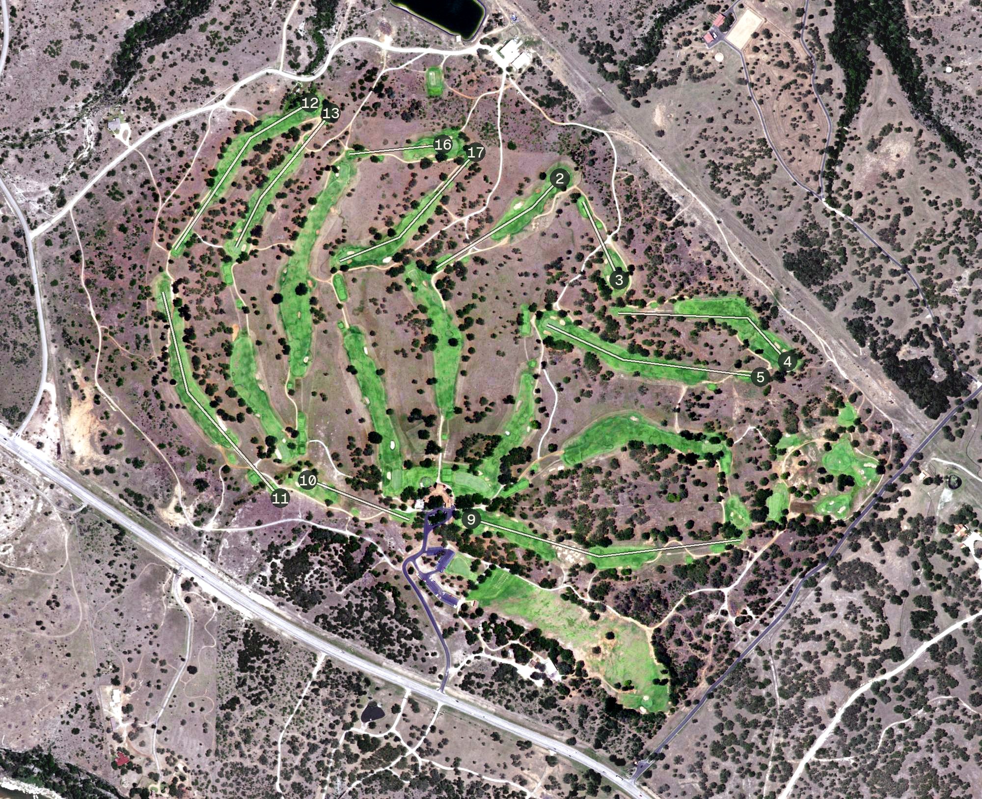 Aerial view of Austin Golf Course, TX