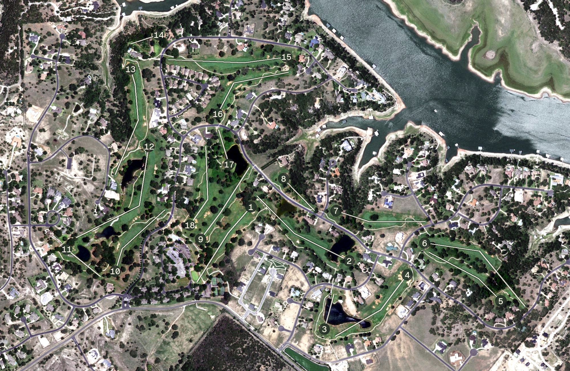 Aerial view of Barton Creek Lakeside Country Club, TX