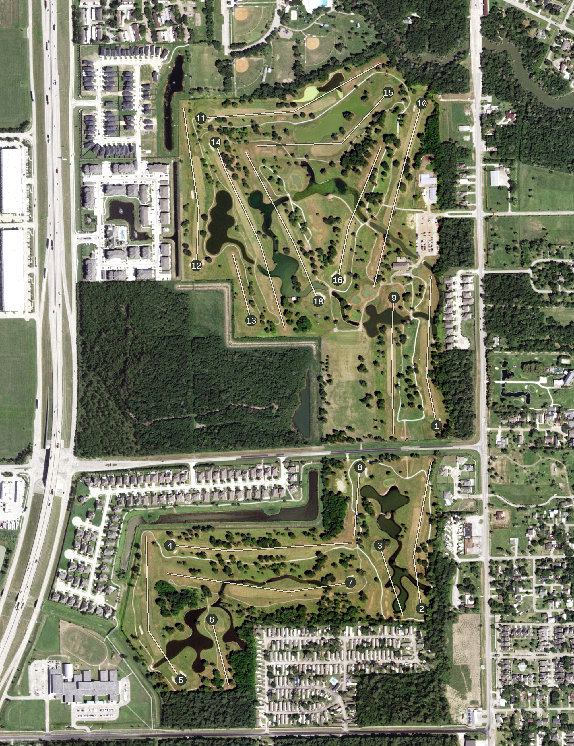 Aerial view of Bay Forest Golf Club, TX