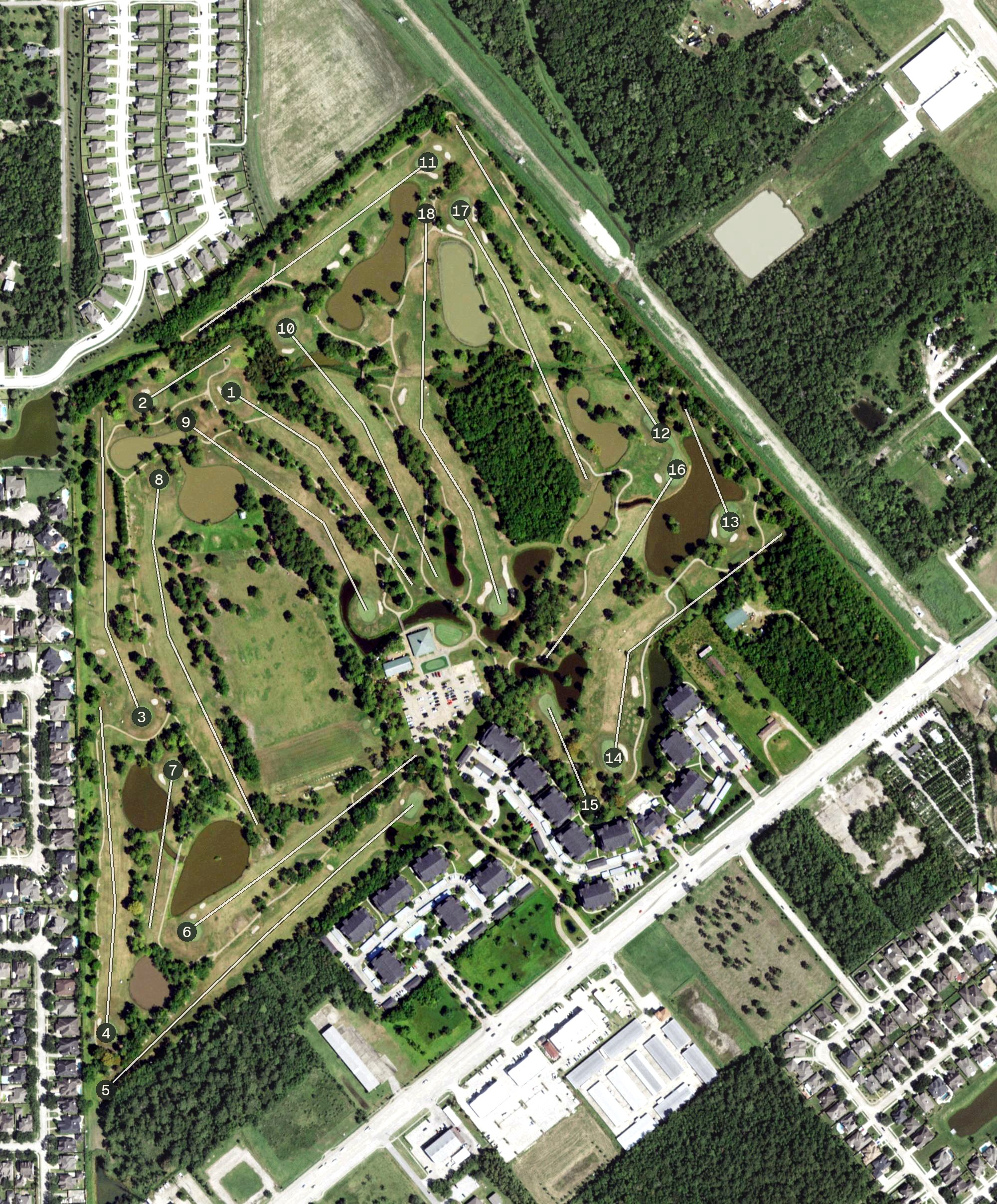 Aerial view of Beacon Lakes Golf Club, TX