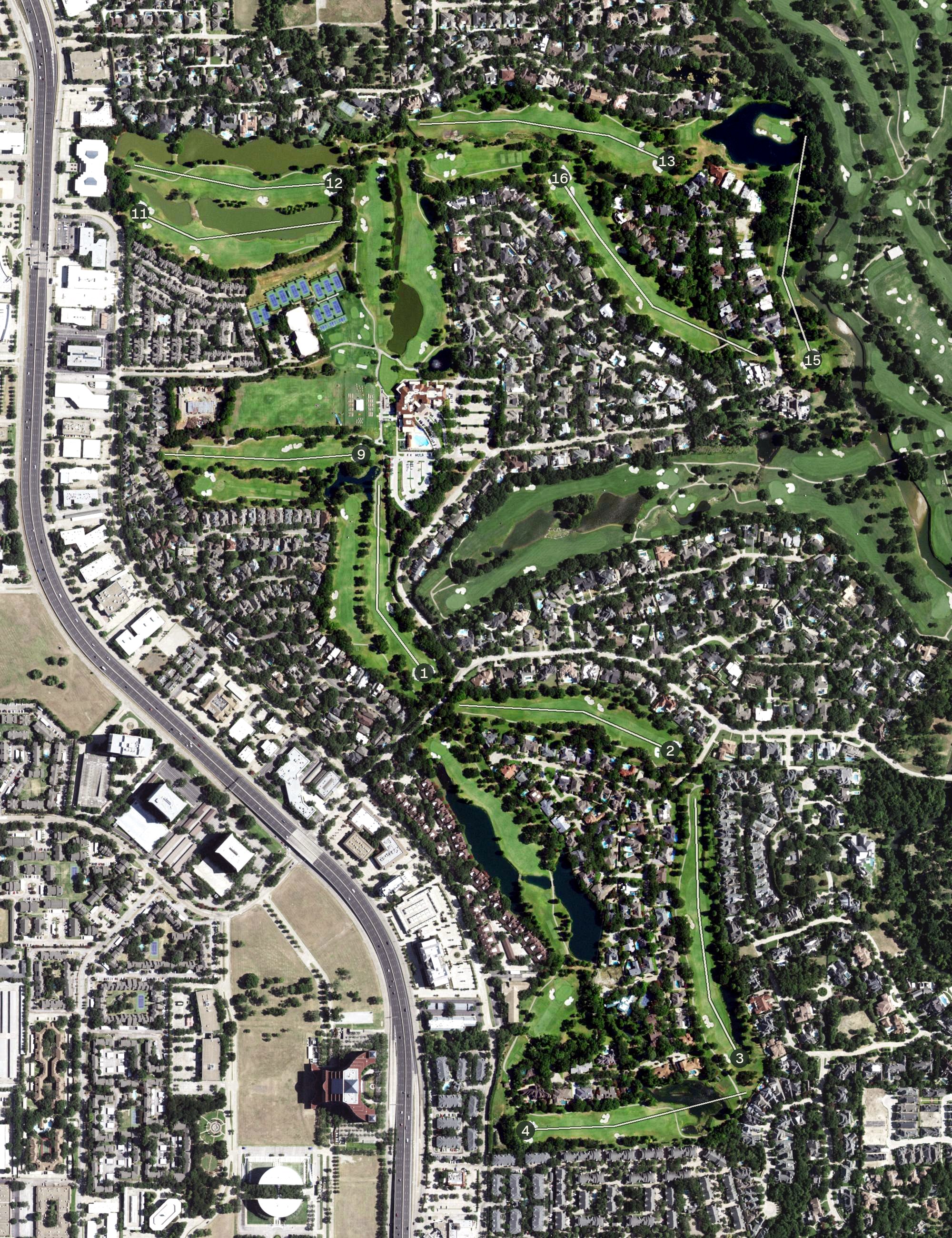 Aerial view of Bent Tree Country Club, TX