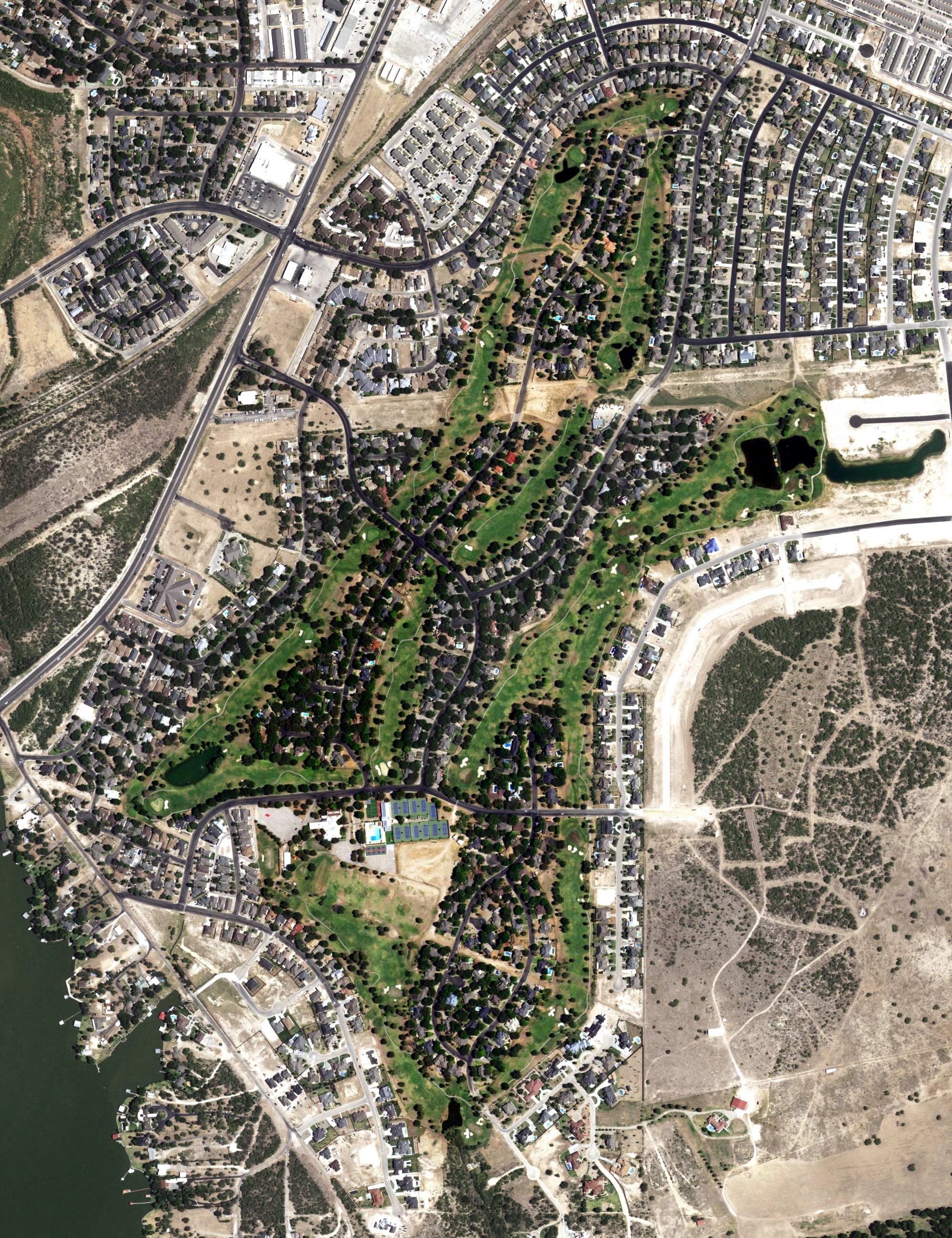 Aerial view of Bentwood Country Club Golf Course, TX