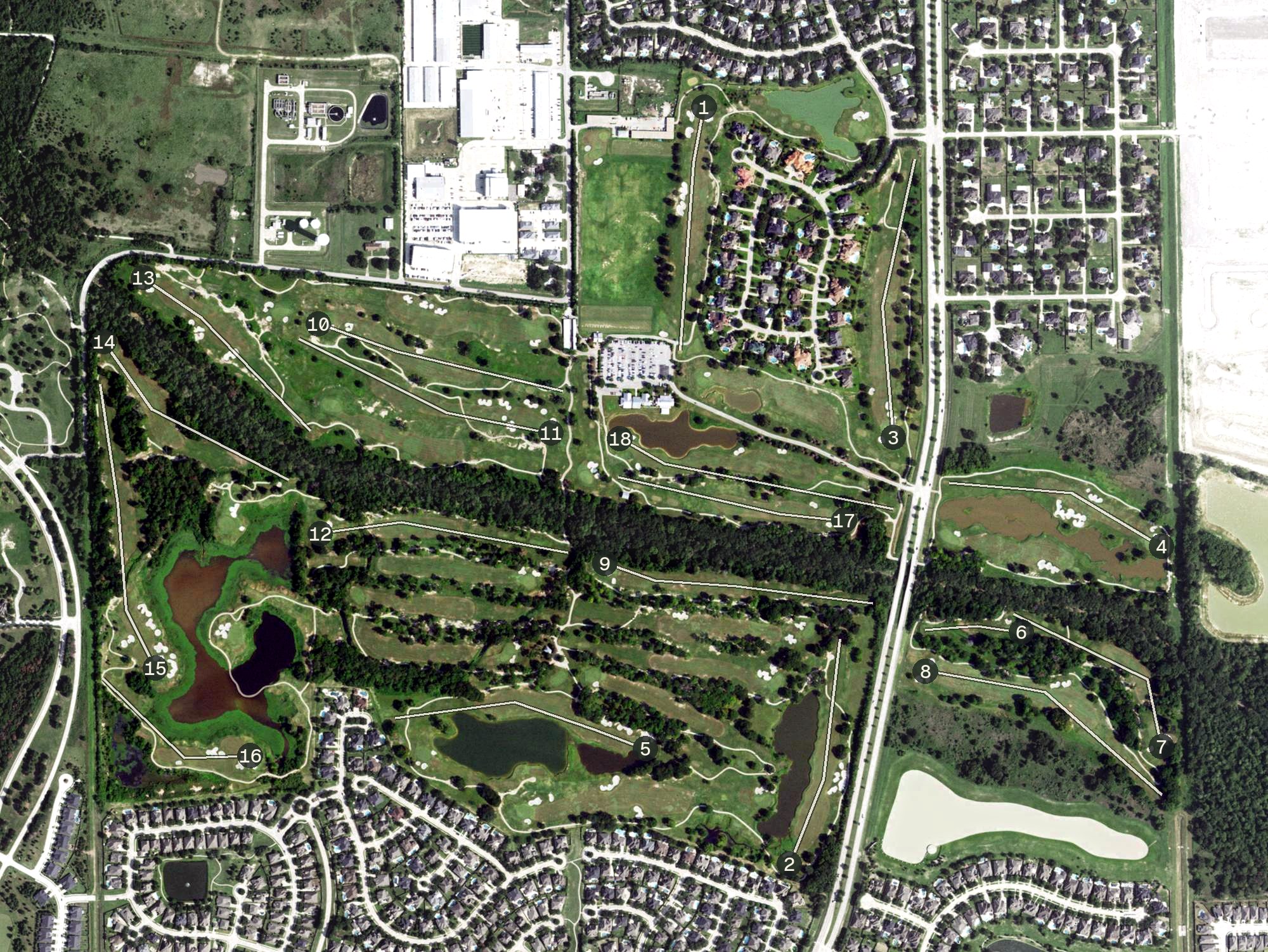 Aerial view of BlackHorse Golf Club, TX