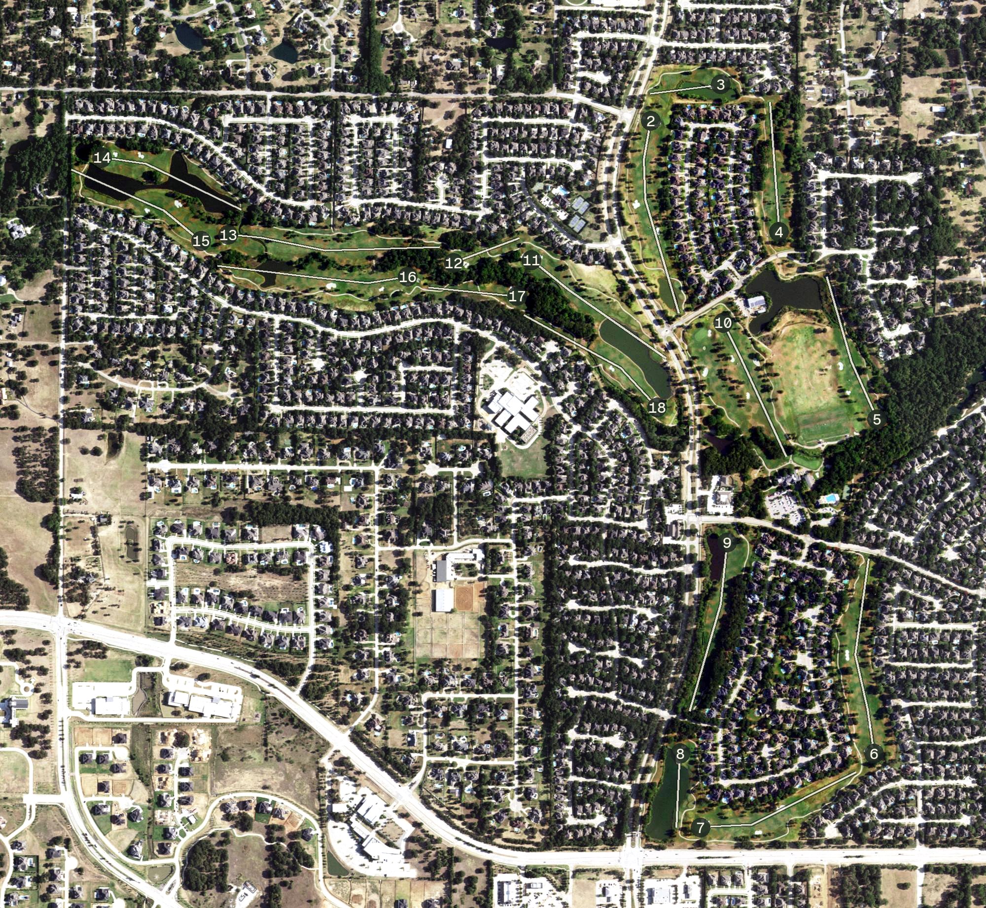 Aerial view of Bridlewood Golf Course, TX