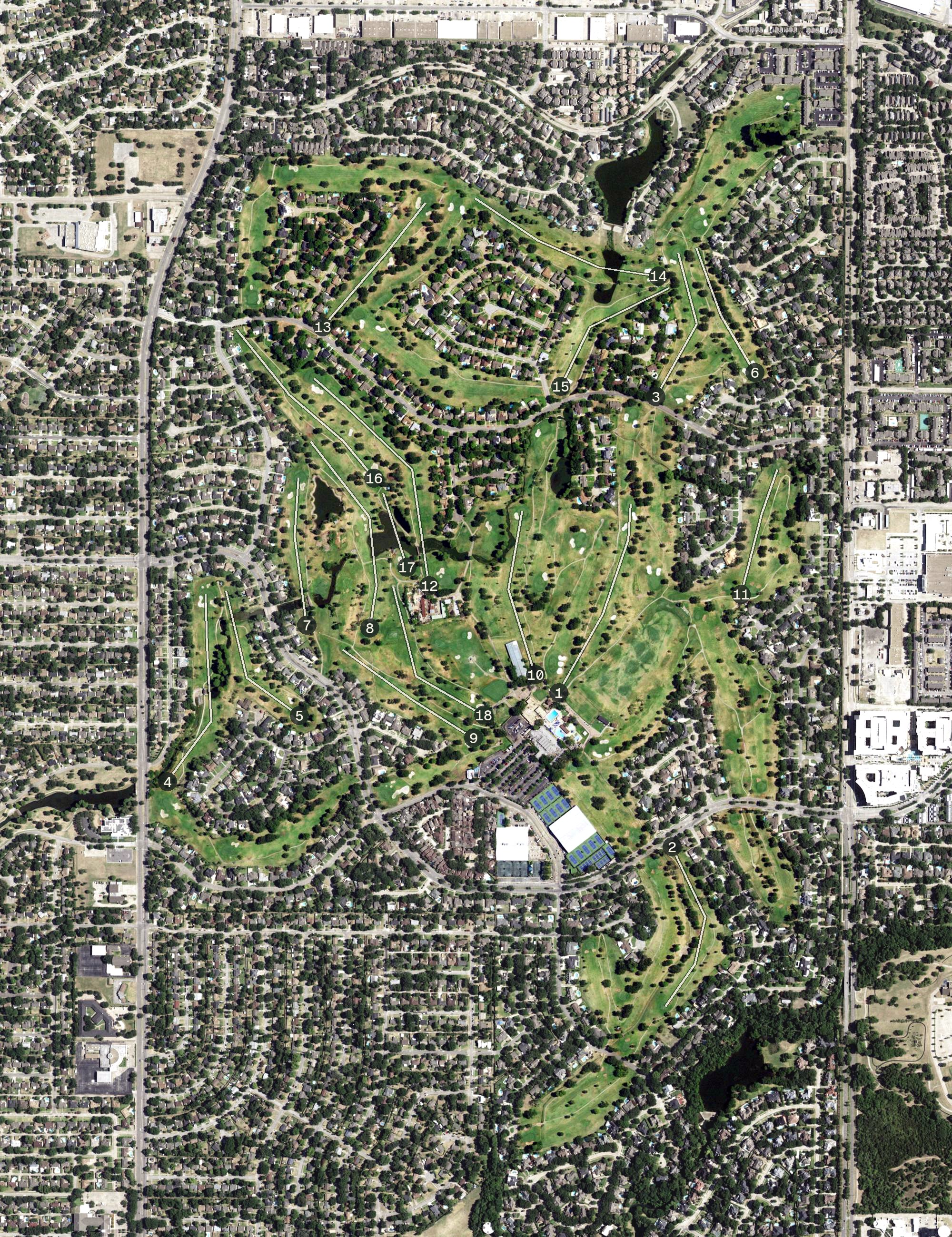 Aerial view of Brookhaven Country Club, TX