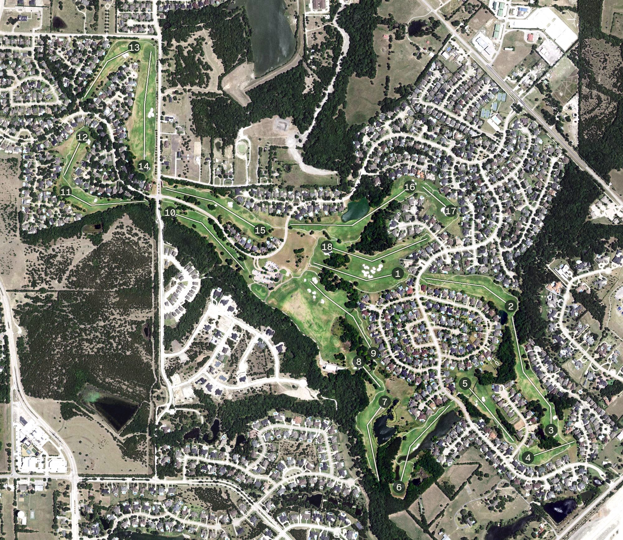 Aerial view of Buffalo Creek Golf Club, TX