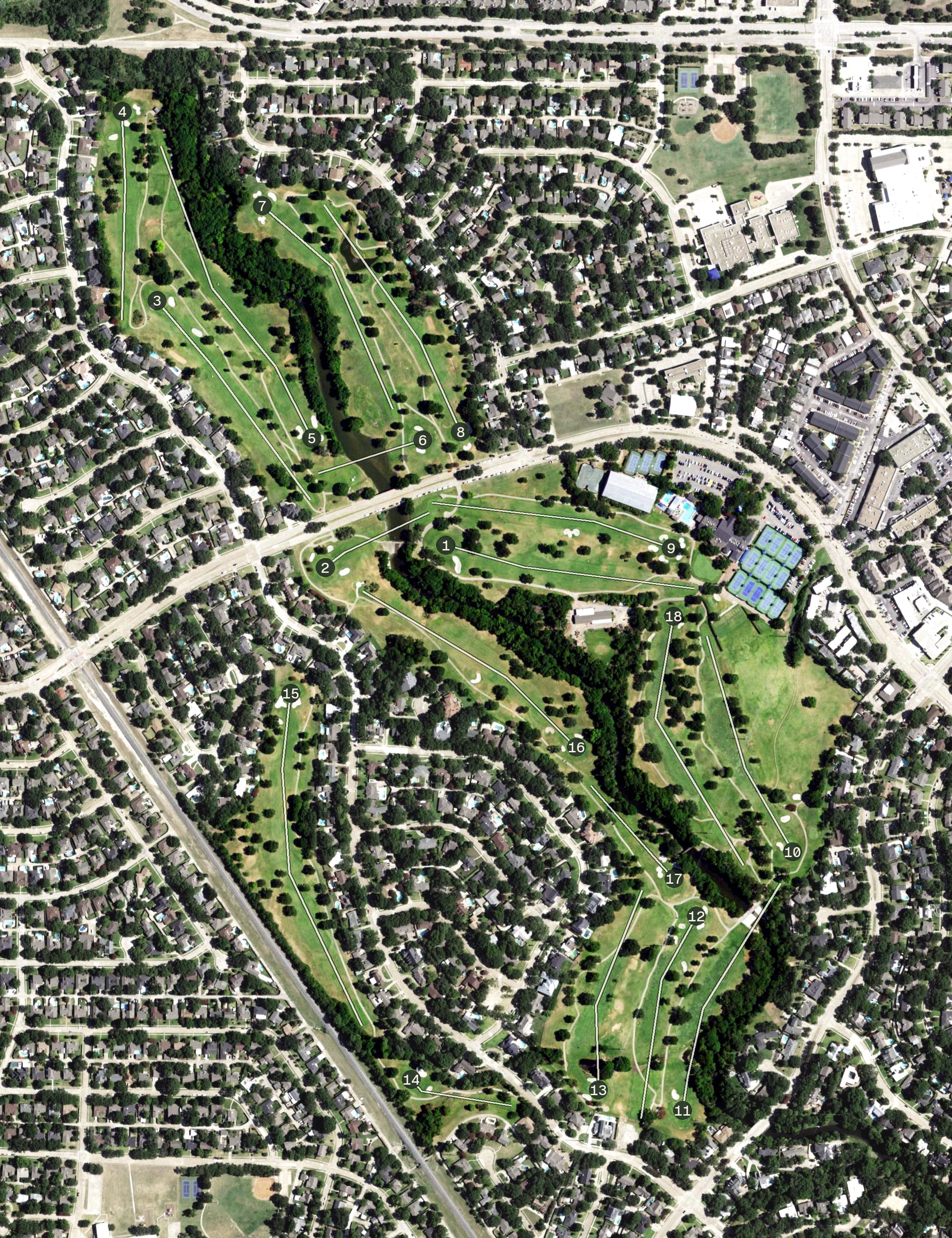 Aerial view of Canyon Creek Country Club, TX
