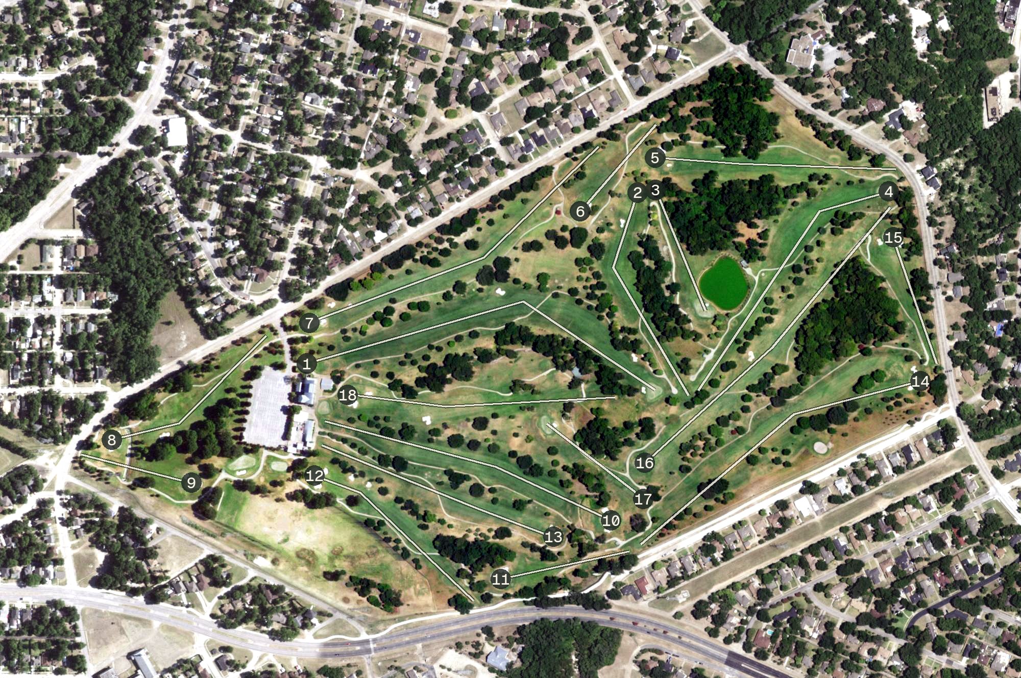 Aerial view of Cedar Crest Golf Course, TX