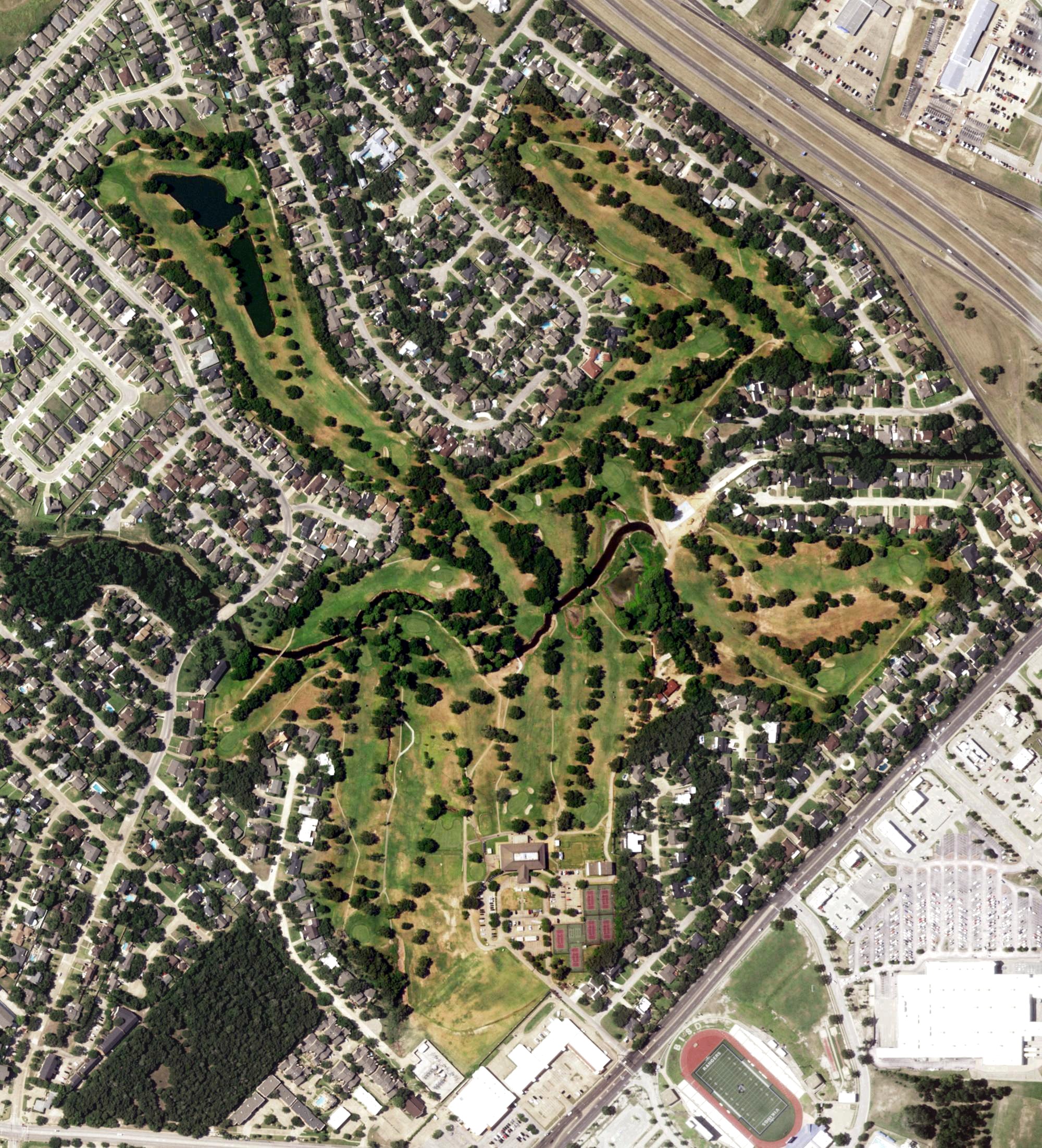 Aerial view of City Course at the Phillips Event Center, TX