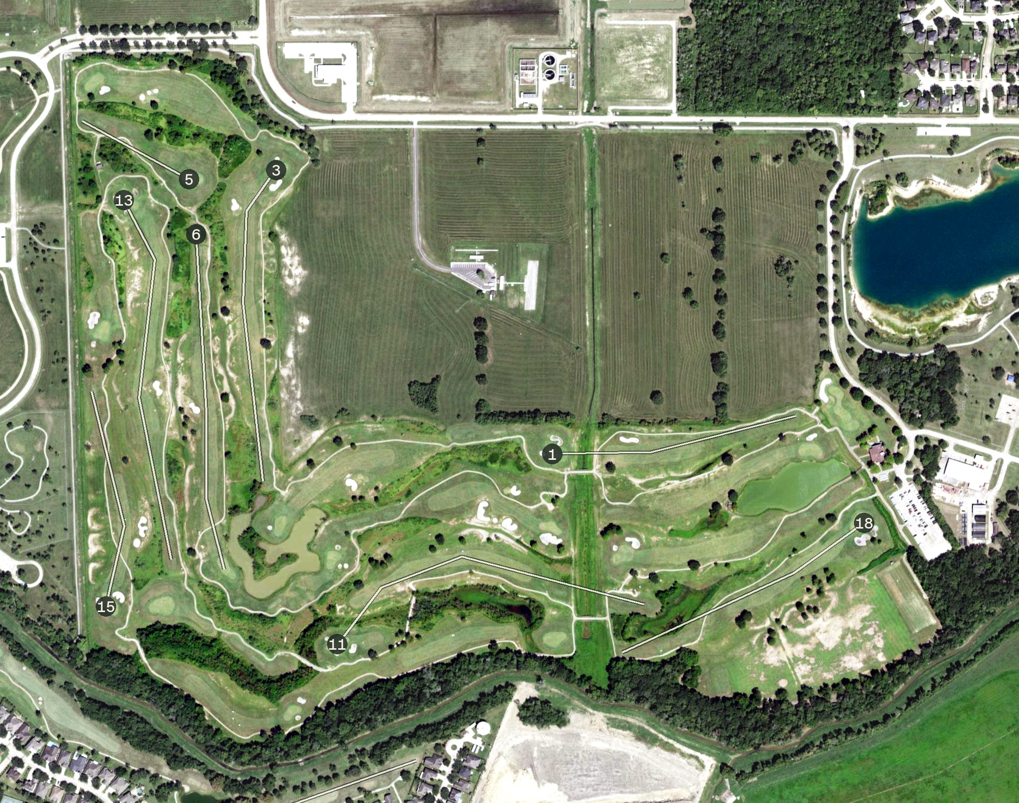 Aerial view of Clear Creek Golf Club, TX