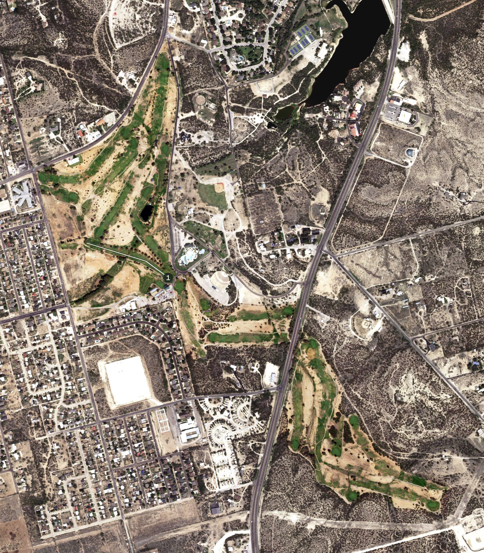 Aerial view of Comanche Trail Municipal Golf Course, TX