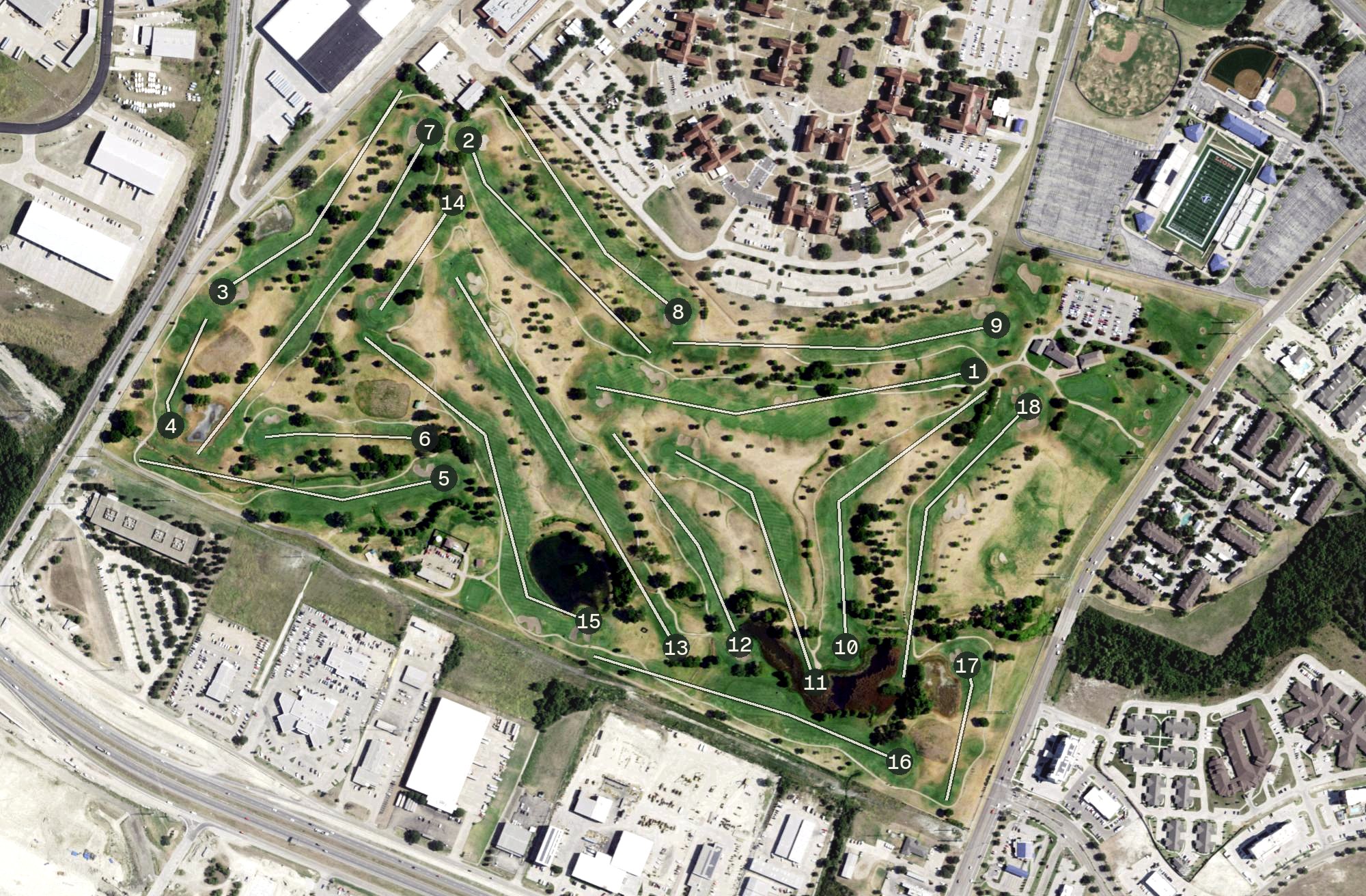 Aerial view of Cottonwood Creek Golf Course, TX