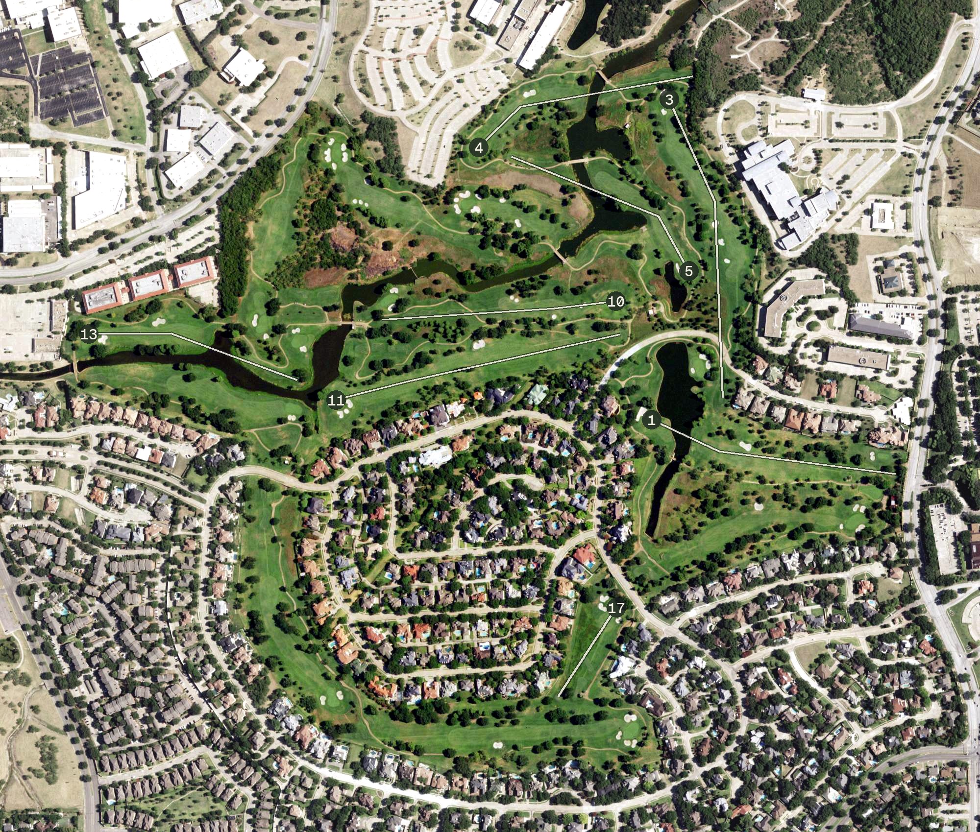 Aerial view of Cottonwood Valley Golf Course, TX