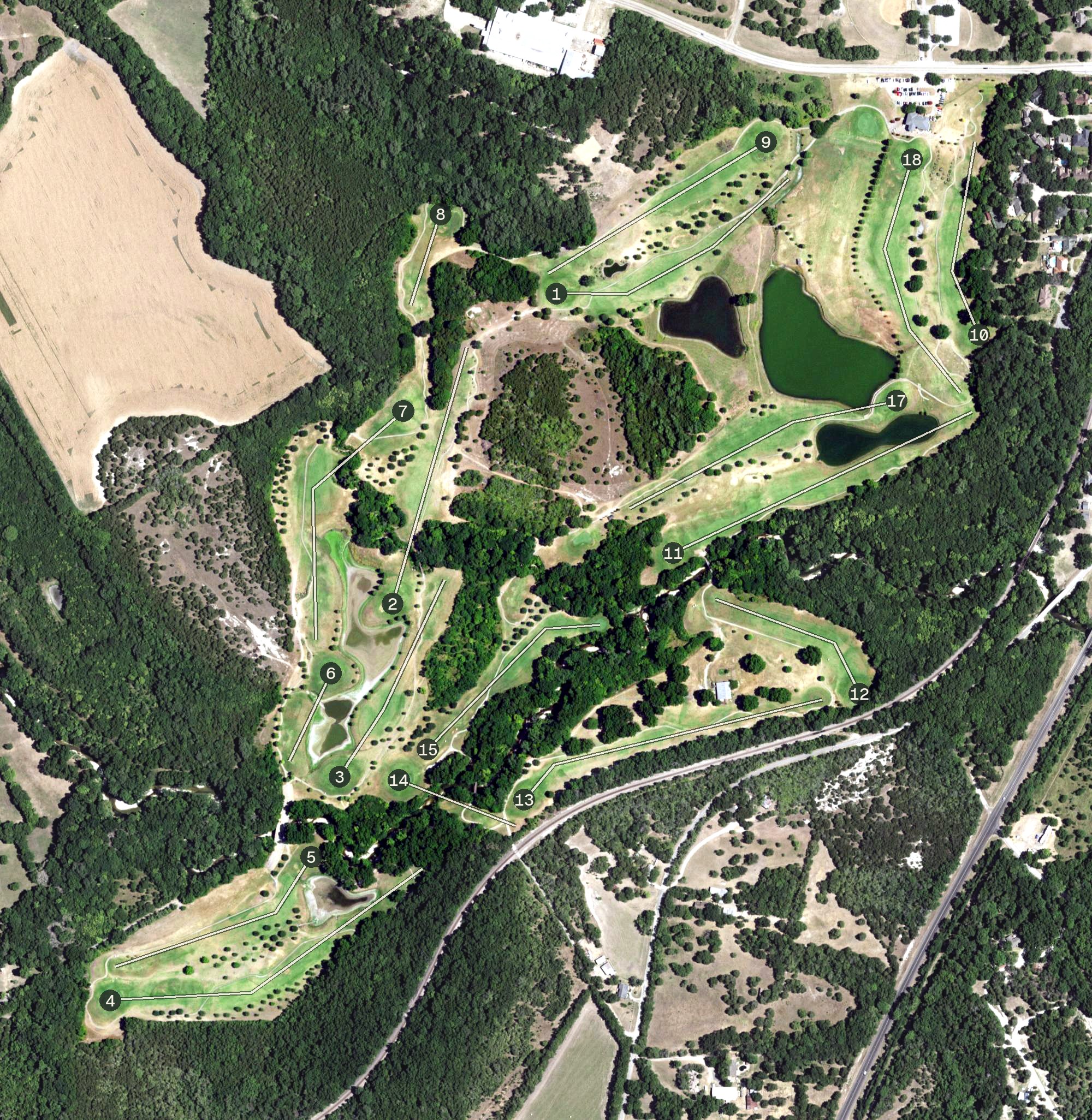 Aerial view of Country View Golf Club, TX