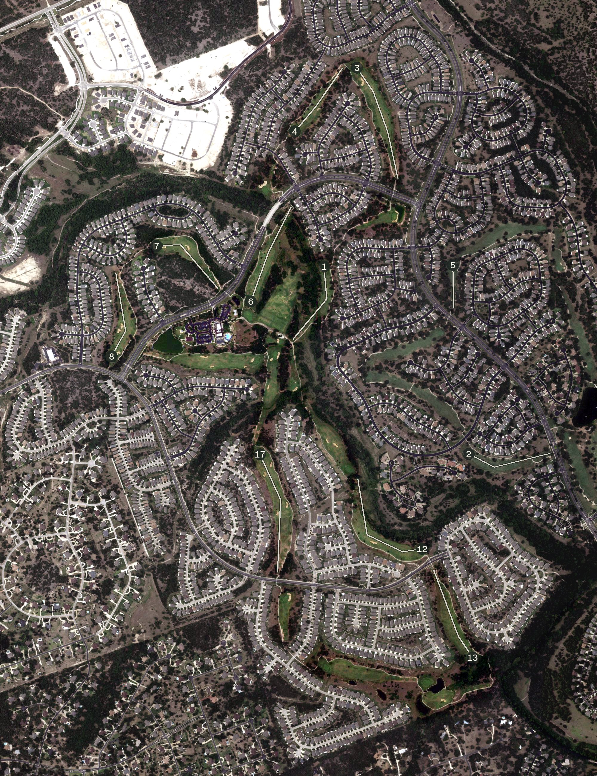 Aerial view of Cowan Creek Golf Club, TX