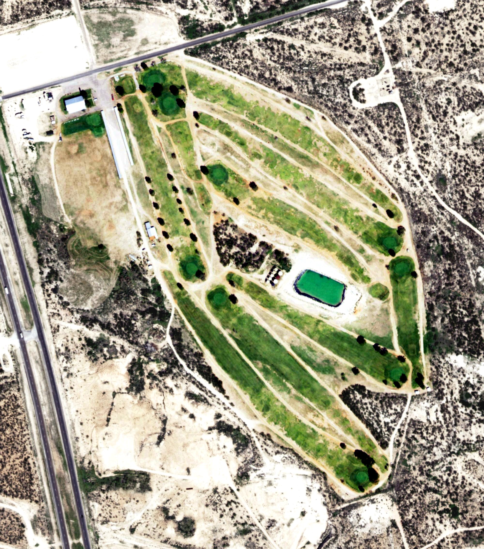 Aerial view of Crane County Golf Course, TX
