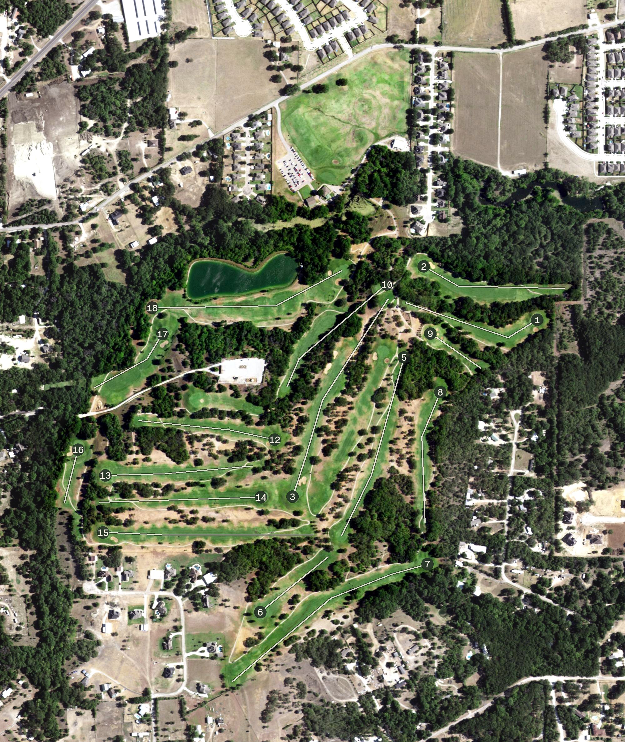 Aerial view of Cross Timbers Golf Course, TX