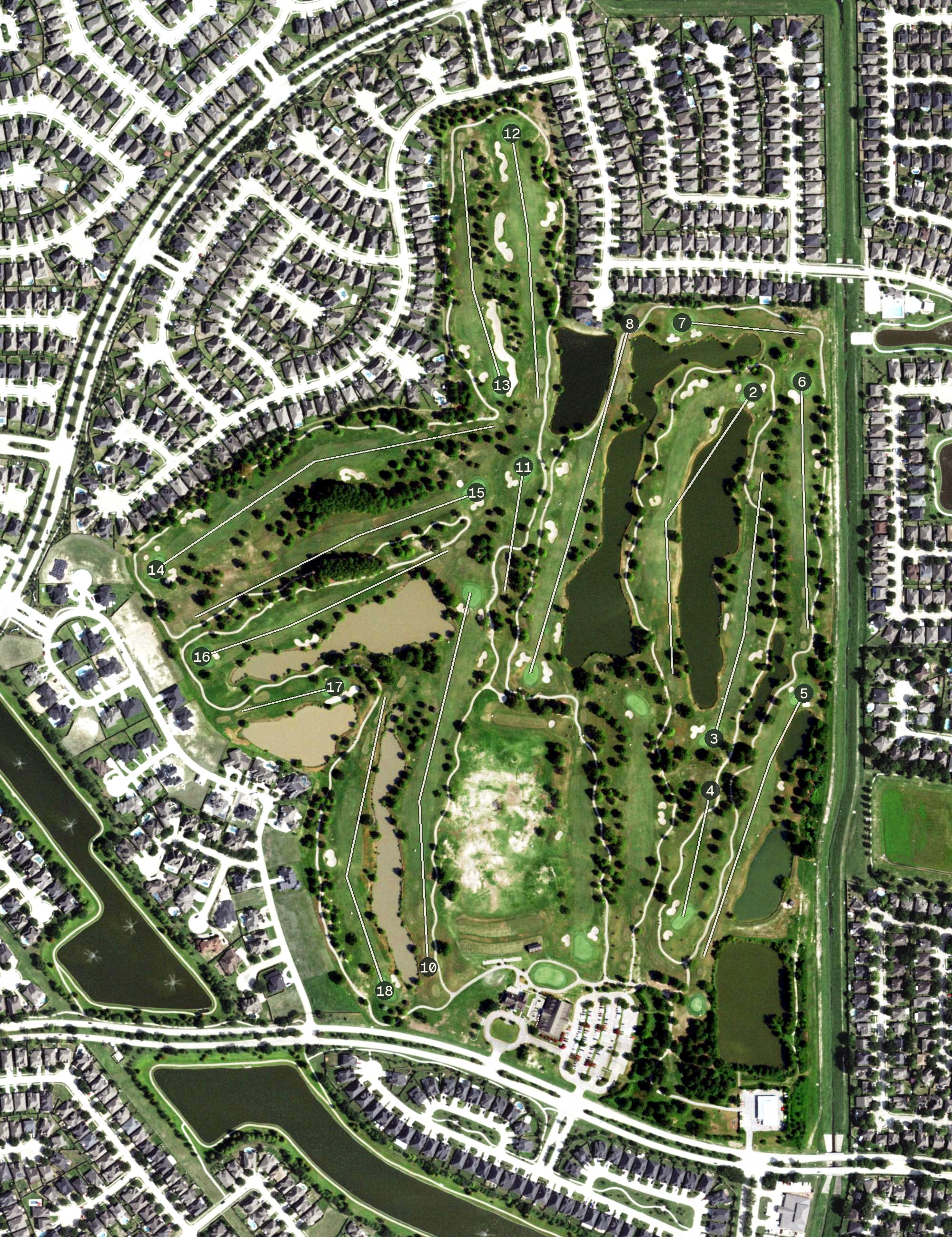 Aerial view of Cypress Lakes Golf Club, TX