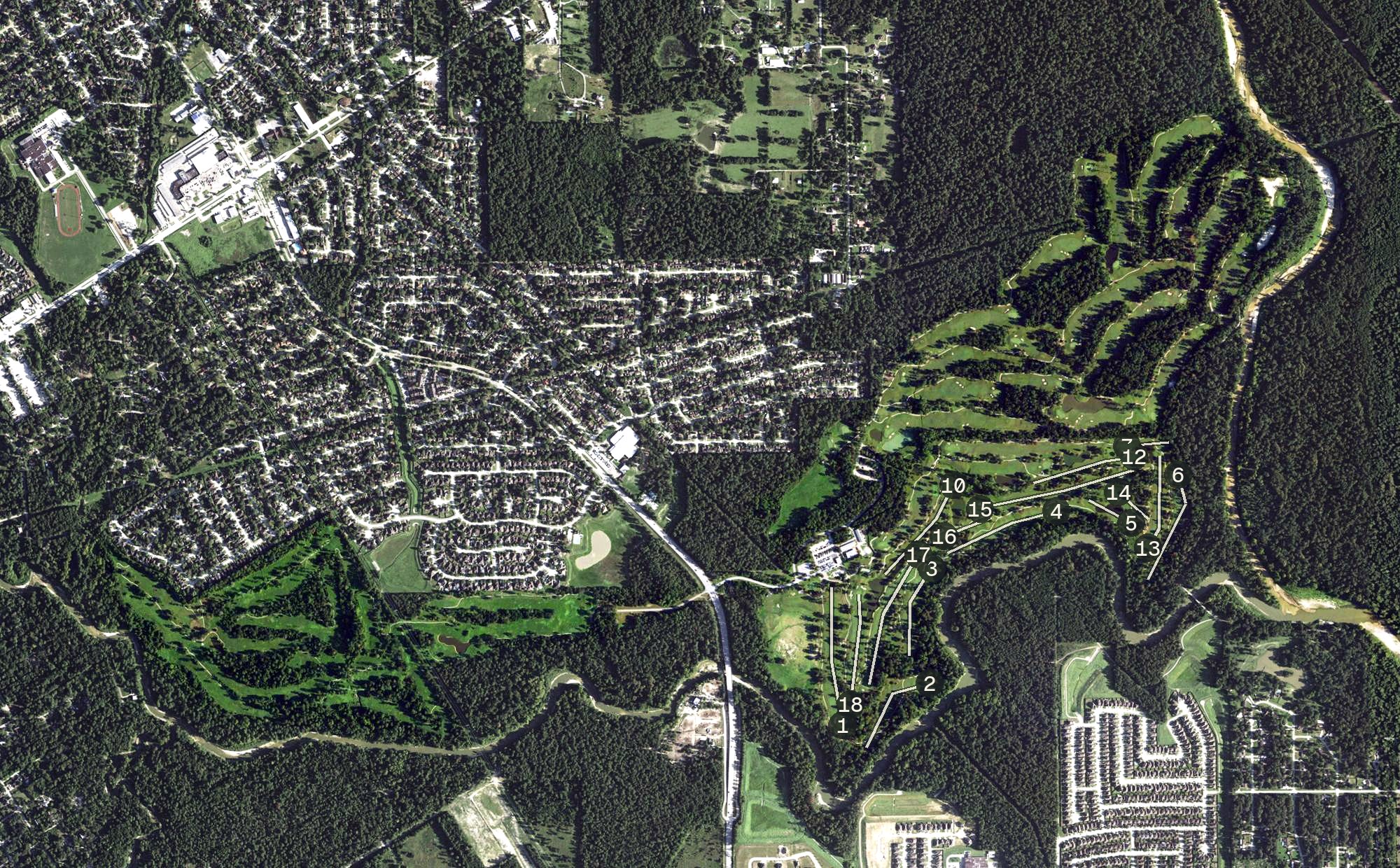 Aerial view of Cypresswood Golf Club, TX