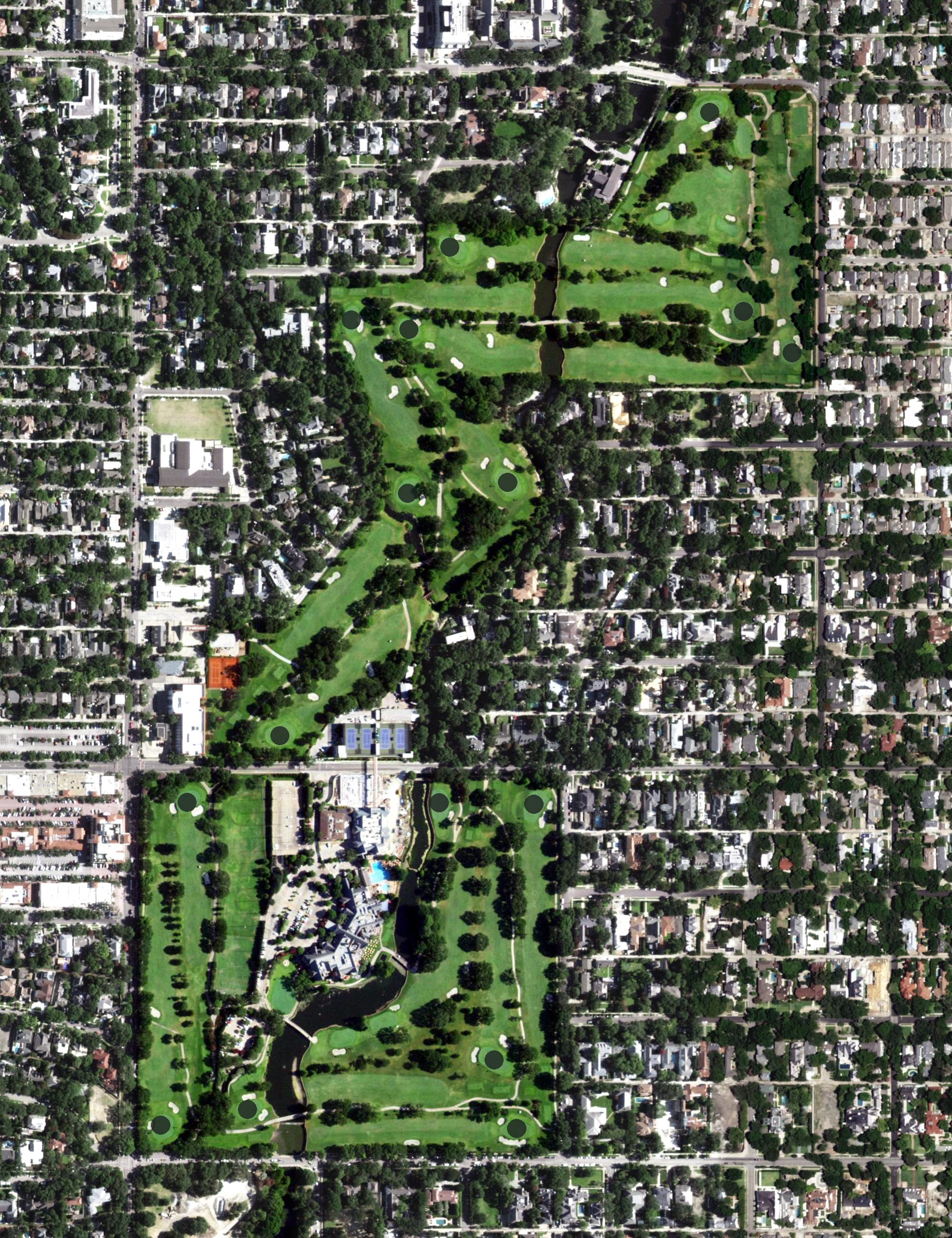 Aerial view of Dallas Country Club, TX