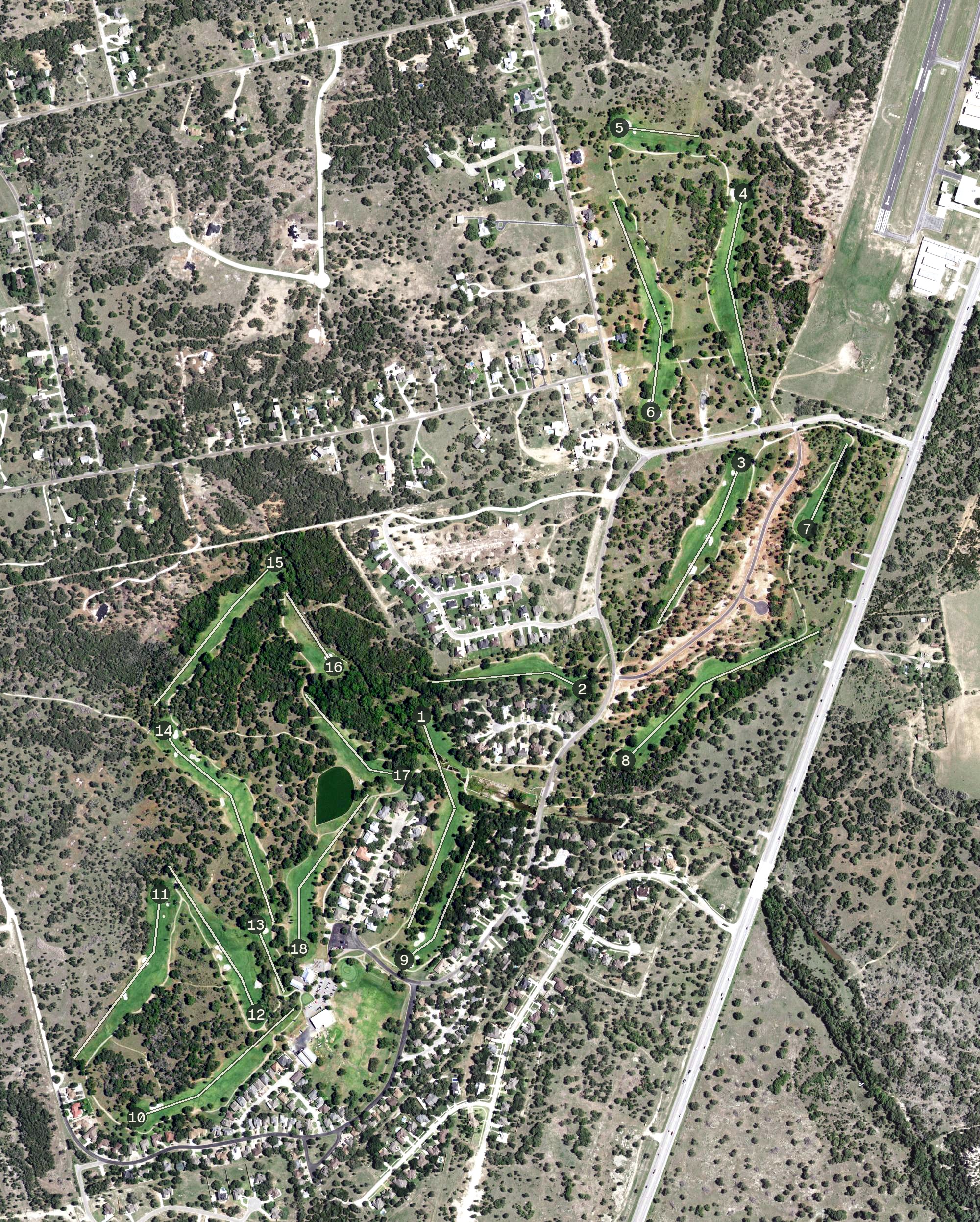 Aerial view of Delaware Springs Golf Course, TX