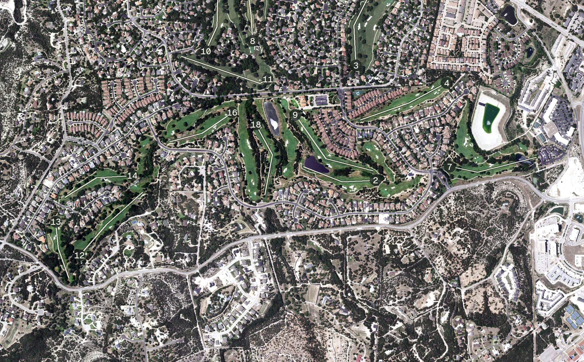 Aerial view of Flintrock Falls Country Club, TX