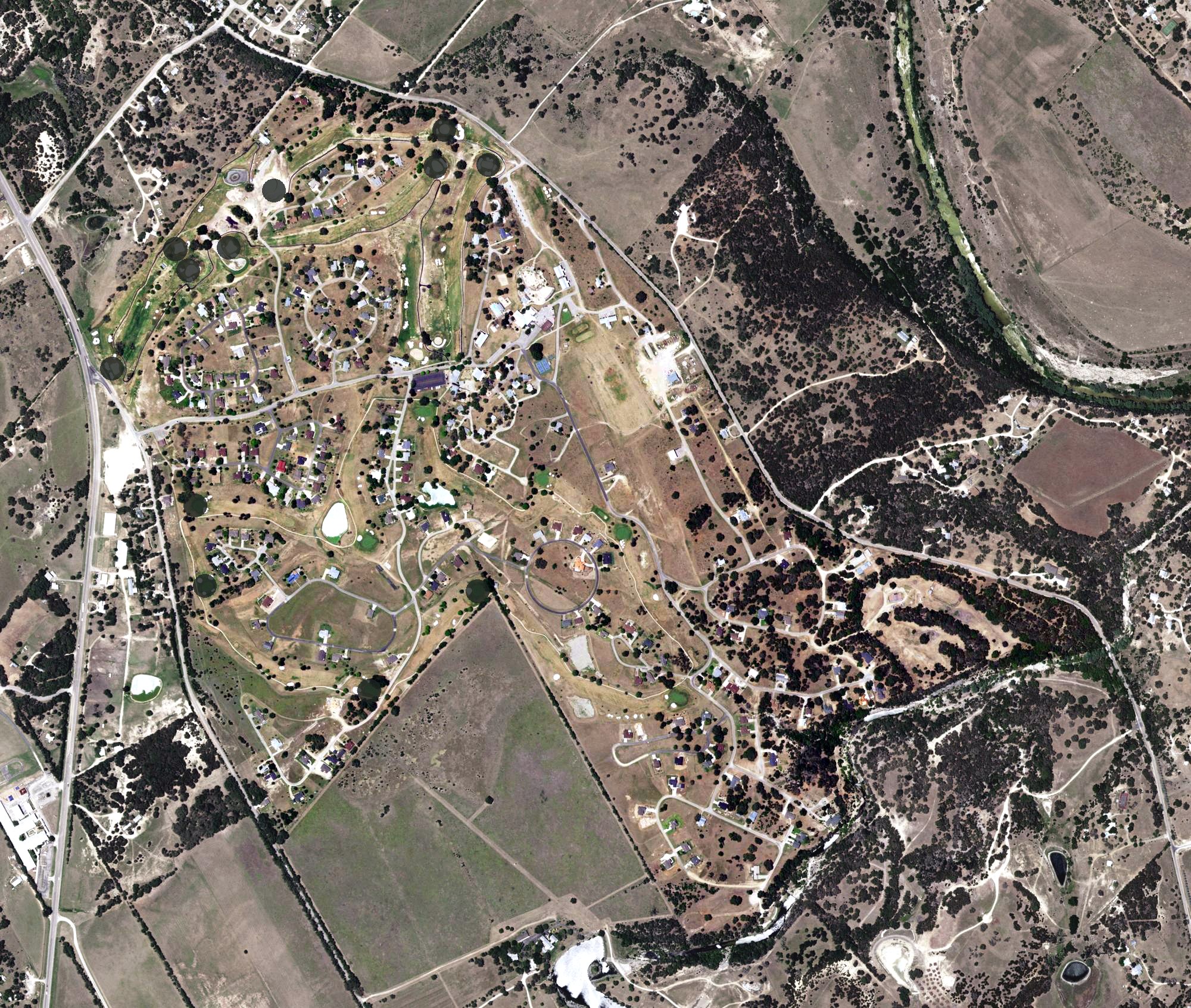 Aerial view of Flying L Golf Course and Guest Ranch, TX