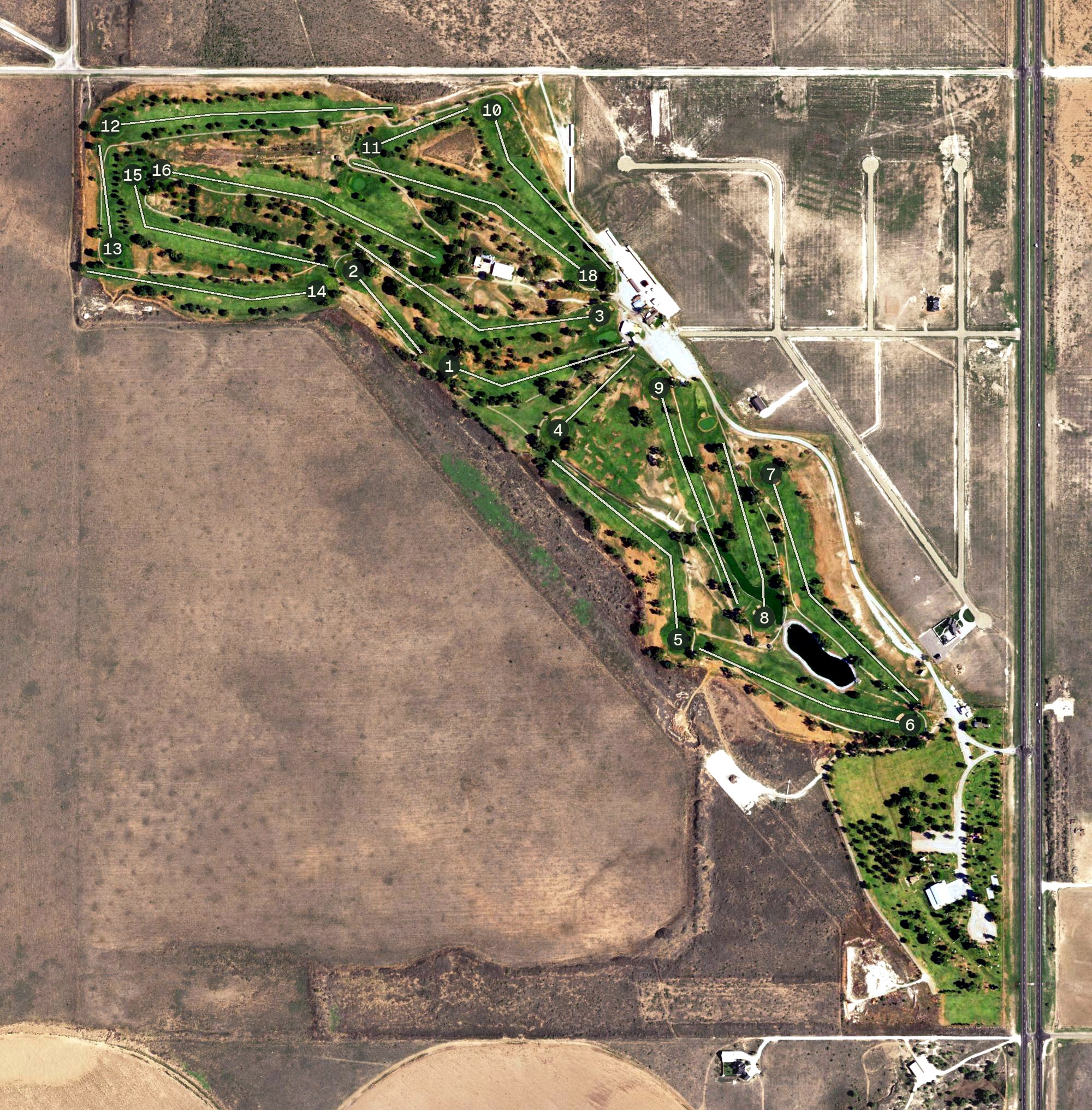 Aerial view of Gaines County Golf Course, TX