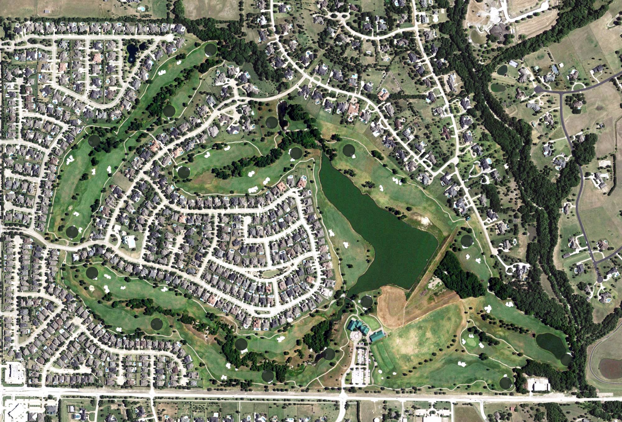 Aerial view of Gentle Creek Country Club, TX