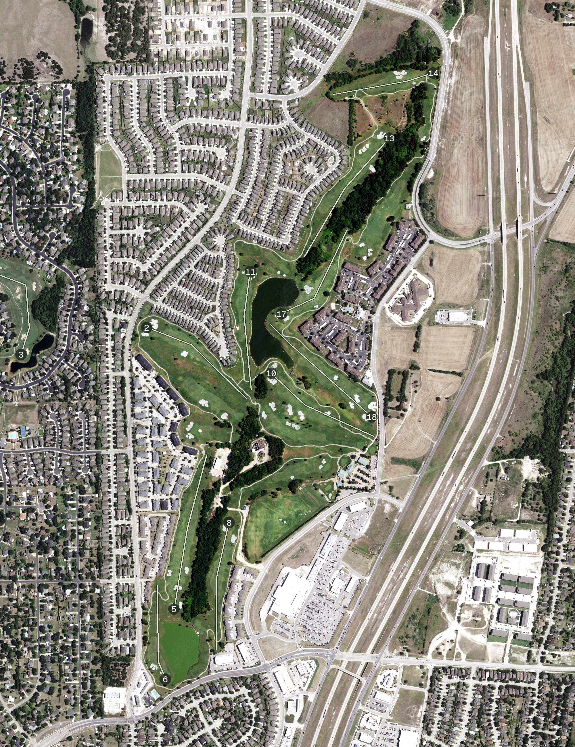 Aerial view of Golf Club at Star Ranch, TX