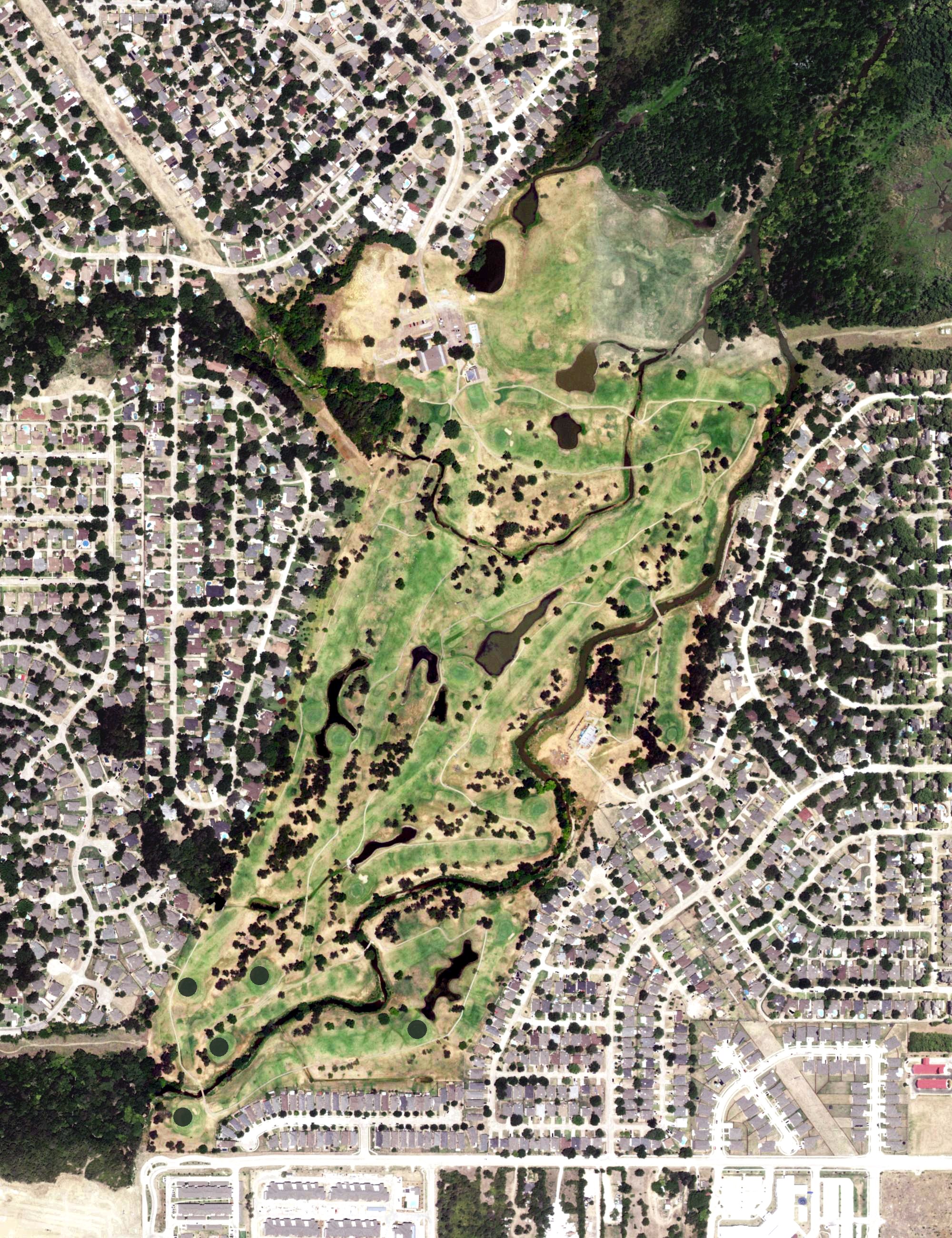 Aerial view of Grand Oaks Golf Course, TX