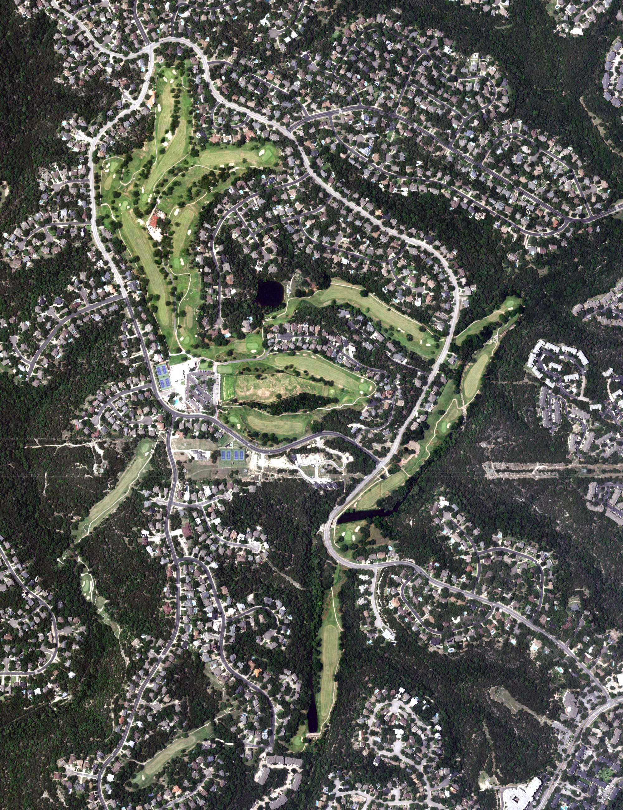 Aerial view of Great Hills Golf Club, TX
