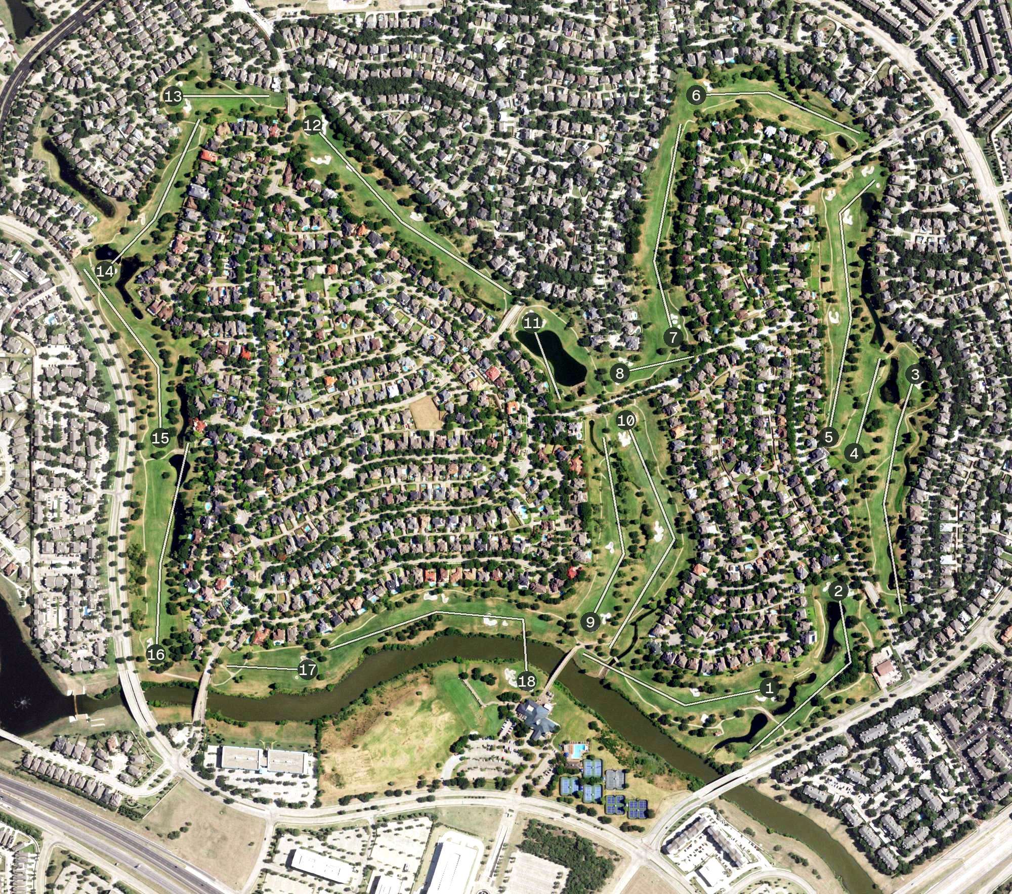 Aerial view of Hackberry Creek Country Club, TX
