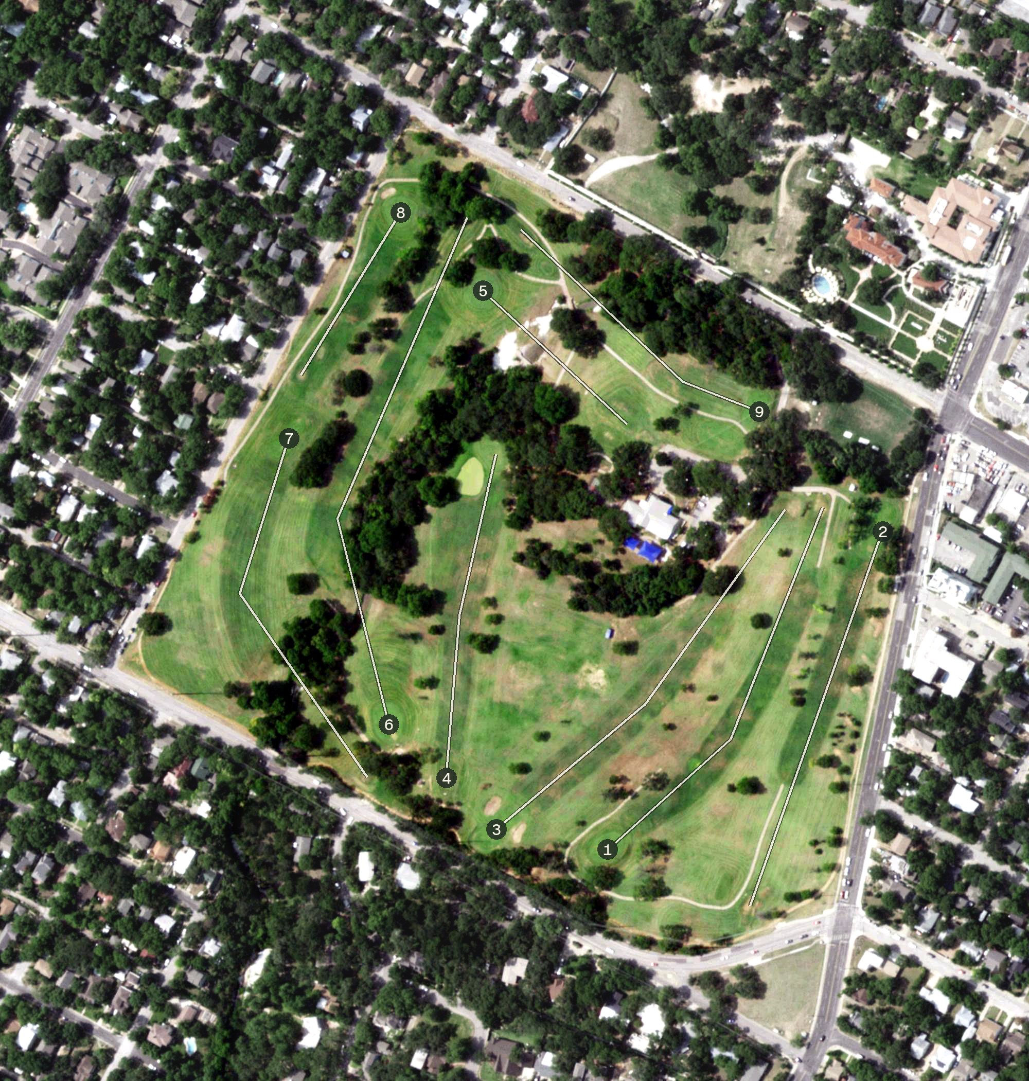 Aerial view of Hancock Golf Course, TX