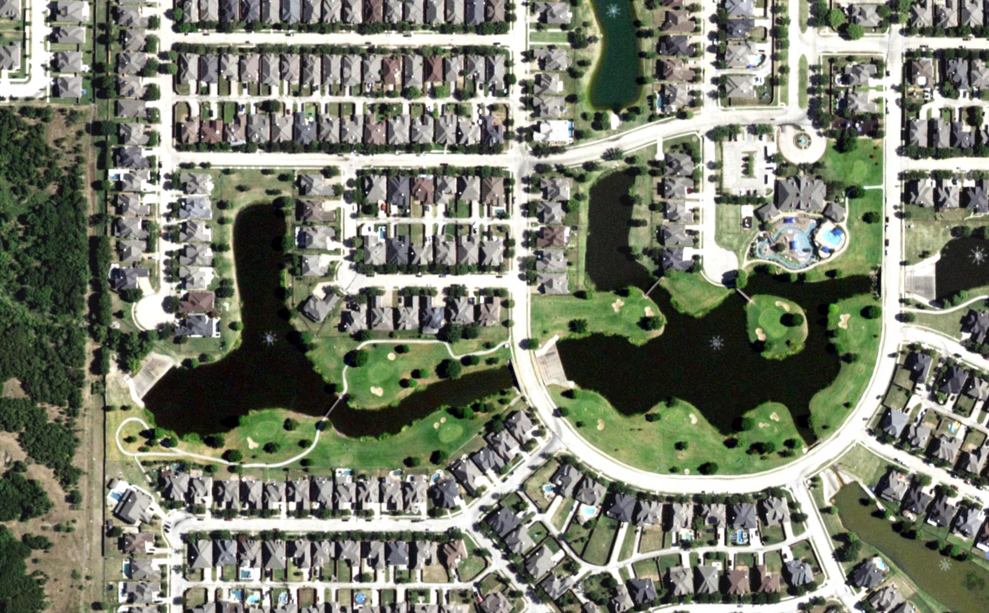Aerial view of Heritage Lakes Golf Course, TX