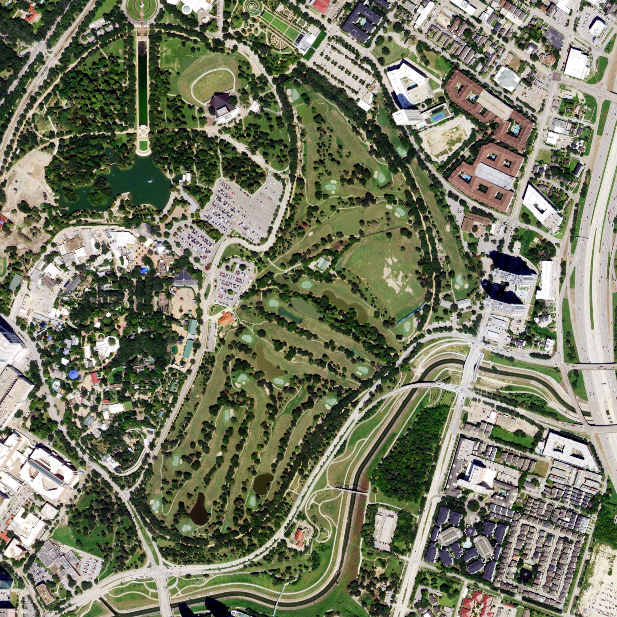 Aerial view of Hermann Park Golf Course, TX