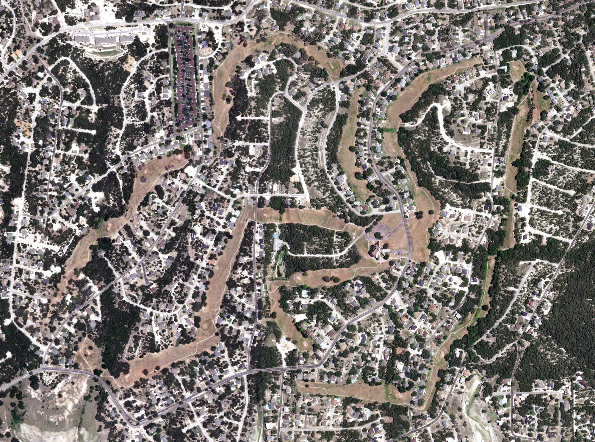 Aerial view of Highland Lakes Golf Course, TX