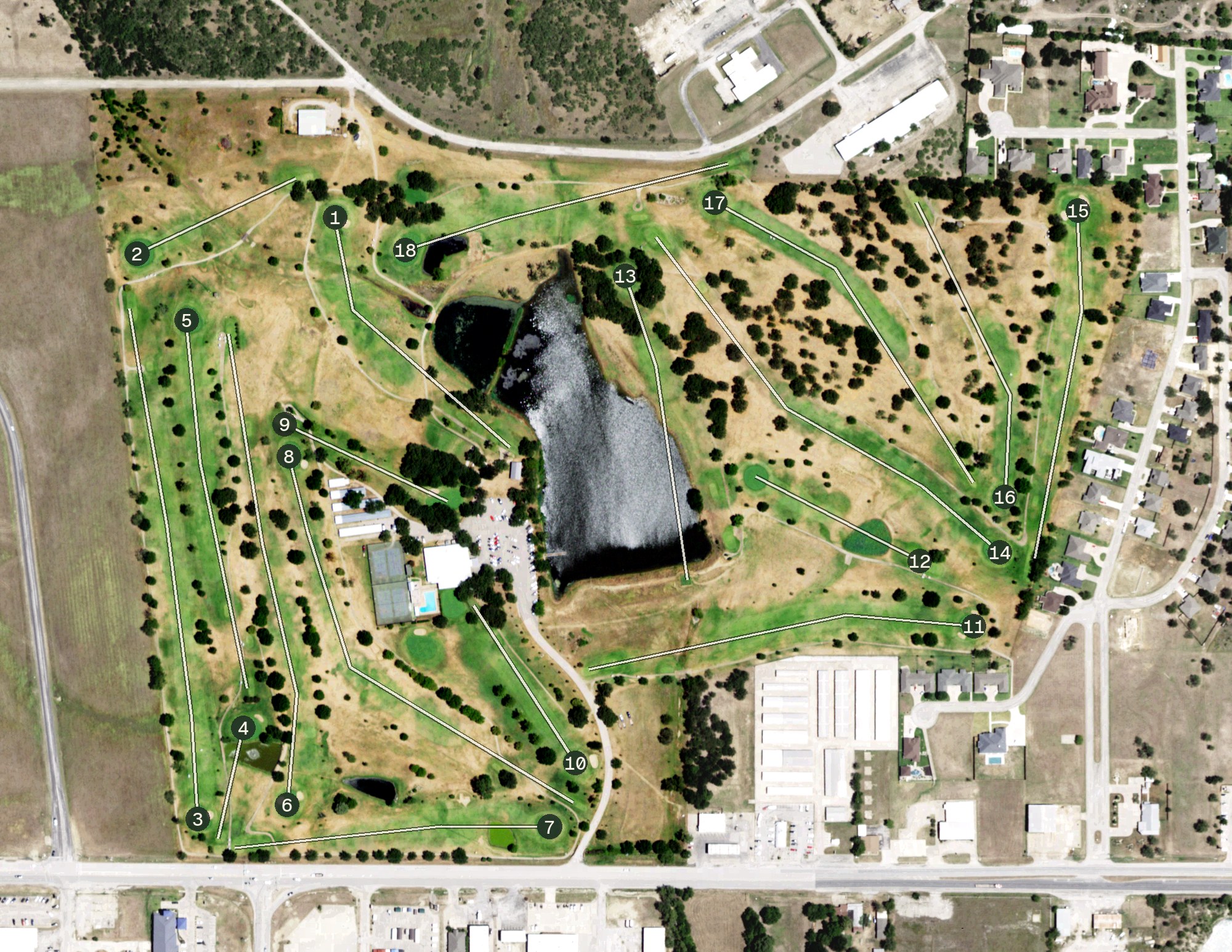 Aerial view of Holiday Hills Country Club, TX